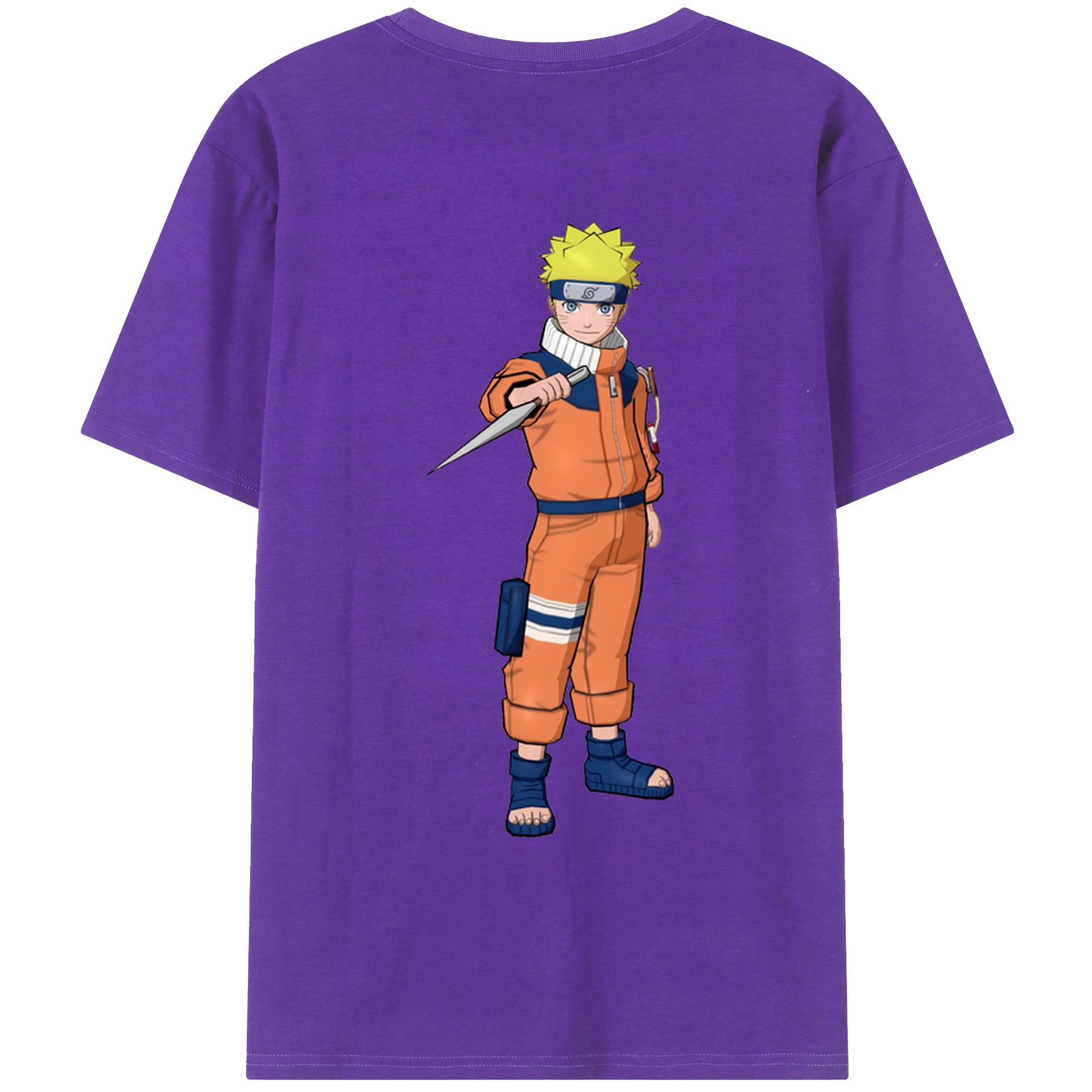 （画像用） NARUTO -ナルト- うずまき ナルト Uzumaki Naruto 綿100％ メンズ半袖Tシャツ（バックプリント） 通気性