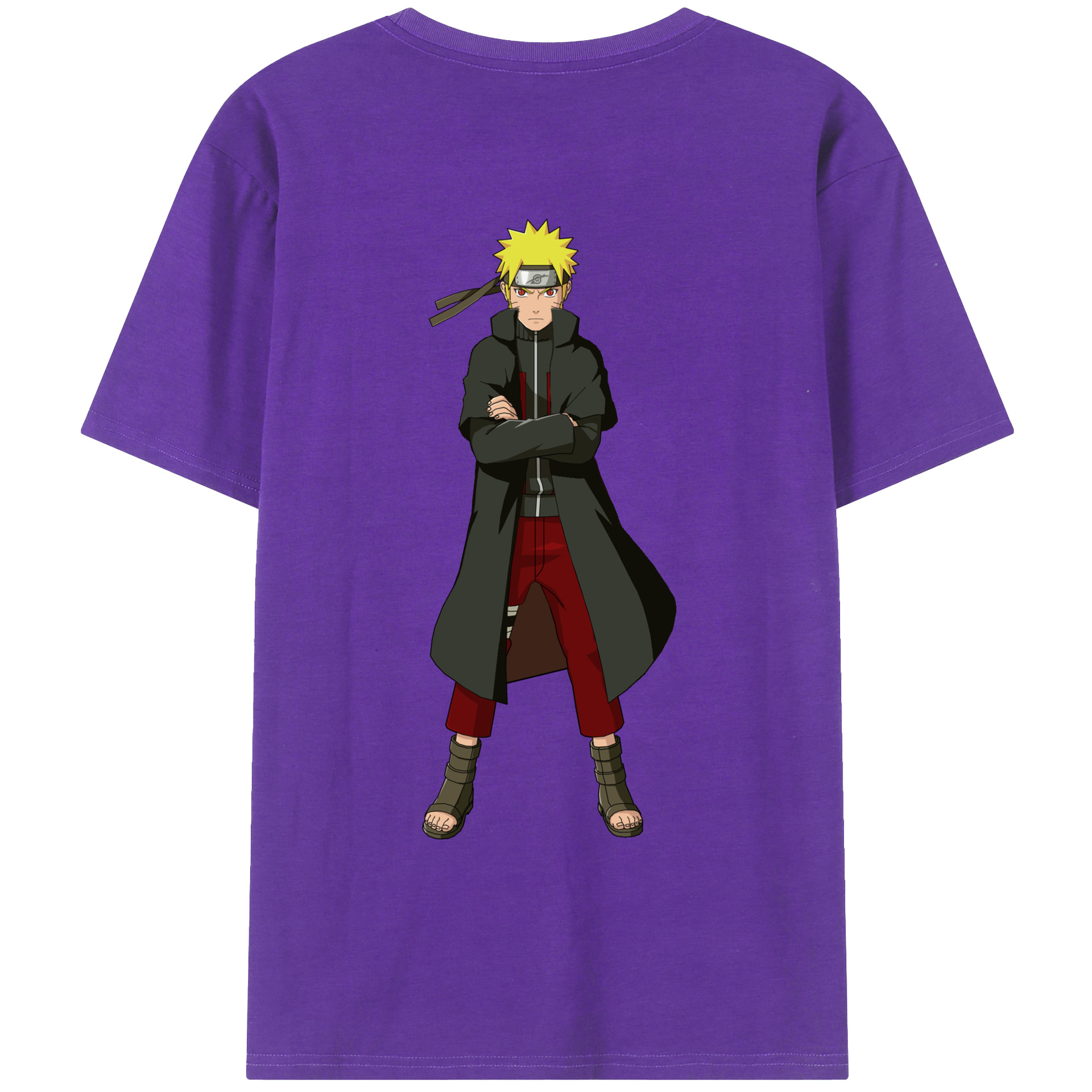 （画像用） NARUTO -ナルト- うずまき ナルト Uzumaki Naruto 綿100％ メンズ半袖Tシャツ（バックプリント） 通気性