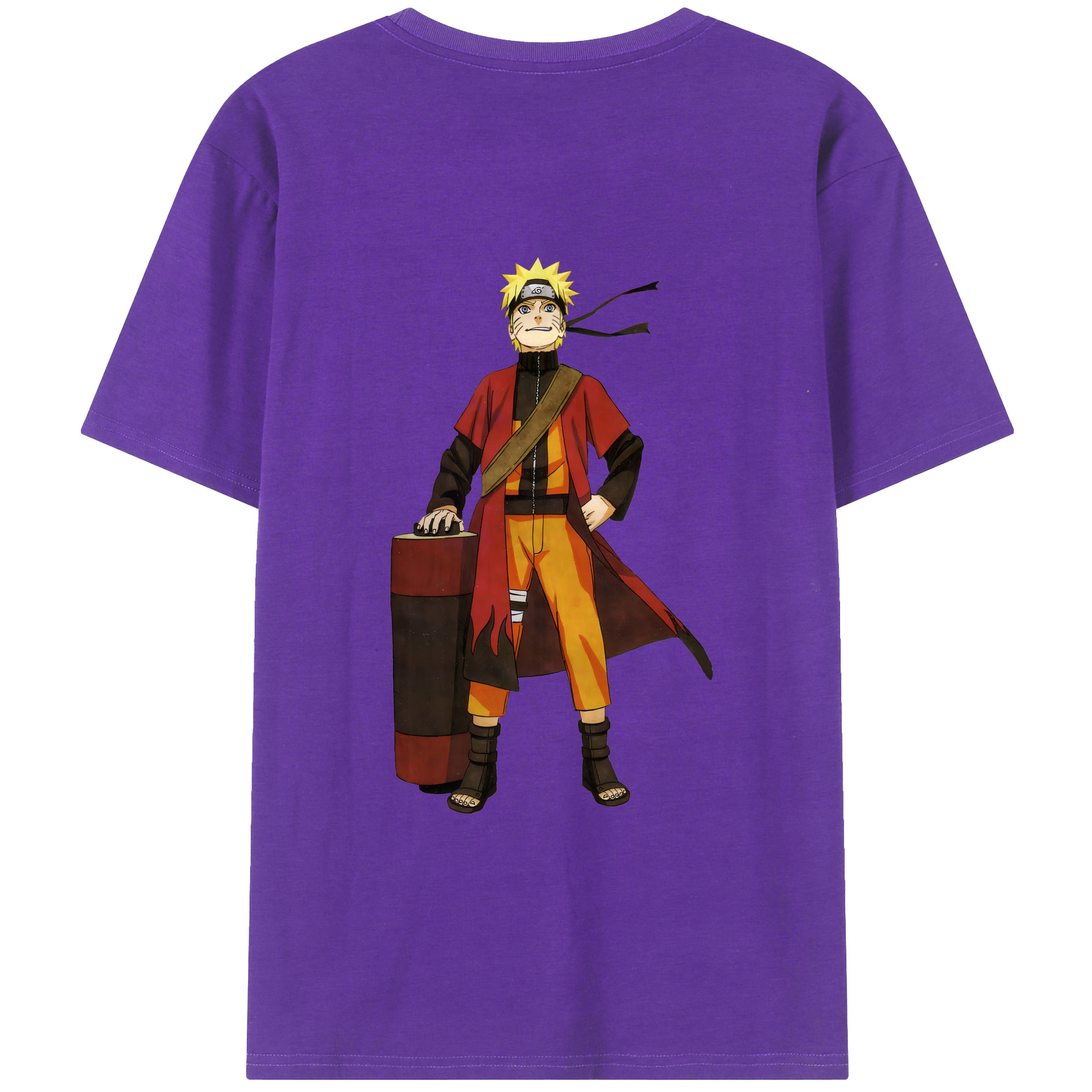 （画像用） NARUTO -ナルト- うずまき ナルト Uzumaki Naruto 綿100％ メンズ半袖Tシャツ（バックプリント） 通気性