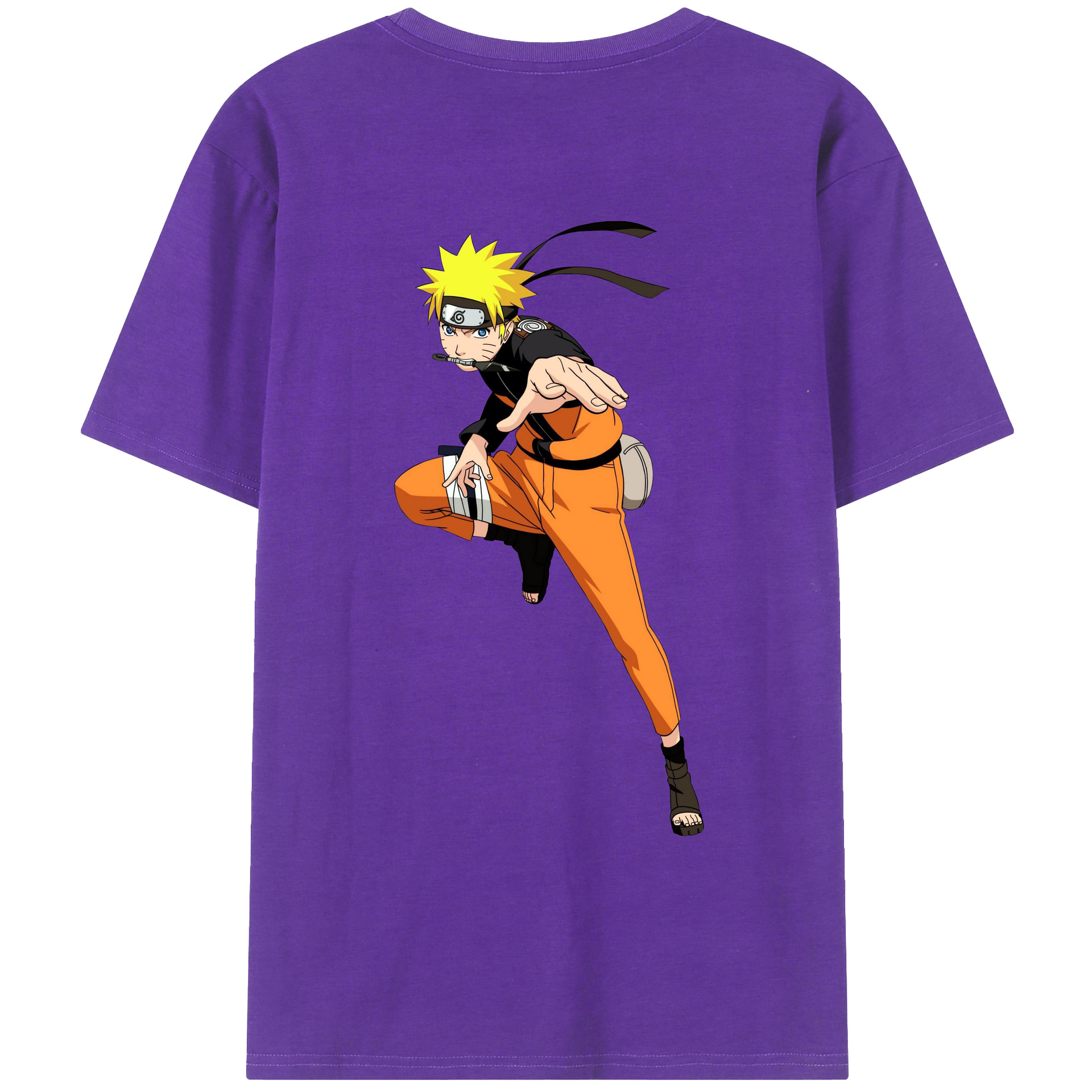 （画像用） NARUTO -ナルト- うずまき ナルト Uzumaki Naruto 綿100％ メンズ半袖Tシャツ（バックプリント） 通気性