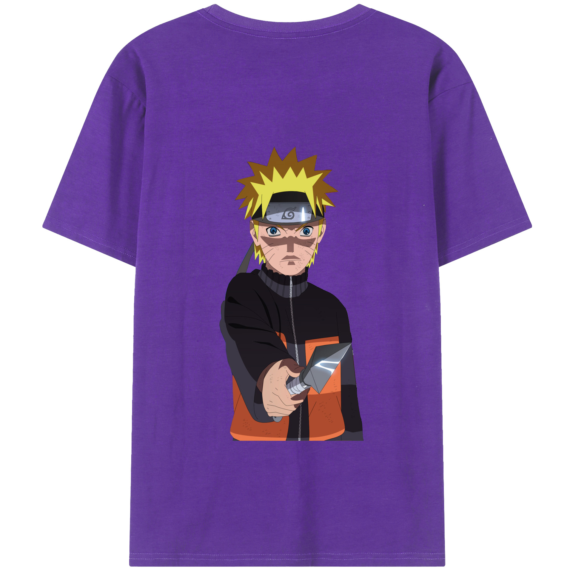 （画像用） NARUTO -ナルト- うずまき ナルト Uzumaki Naruto 綿100％ メンズ半袖Tシャツ（バックプリント） 通気性