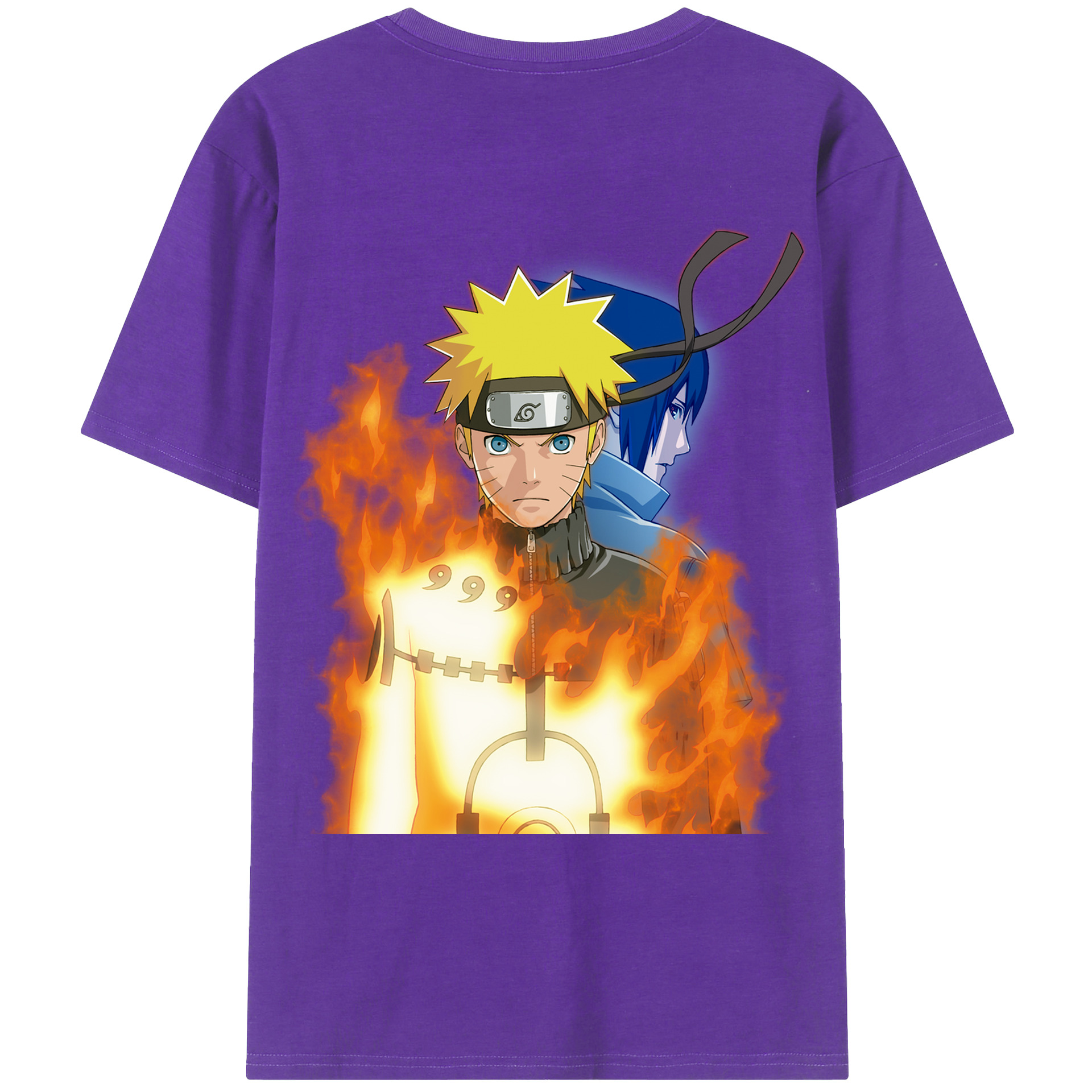（画像用） NARUTO -ナルト- うずまき ナルト Uzumaki Naruto 綿100％ メンズ半袖Tシャツ（バックプリント） 通気性