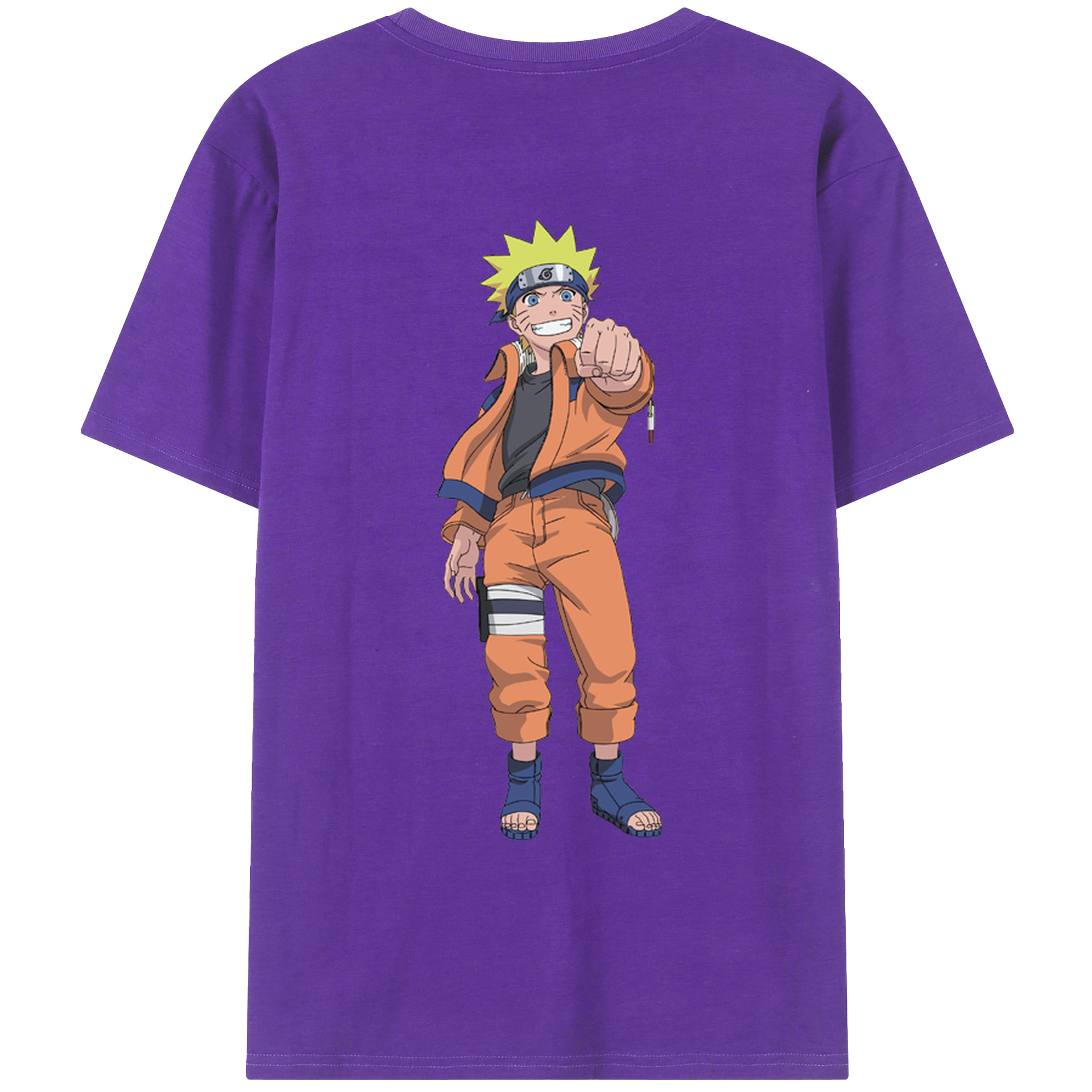 （画像用） NARUTO -ナルト- うずまき ナルト Uzumaki Naruto 綿100％ メンズ半袖Tシャツ（バックプリント） 通気性