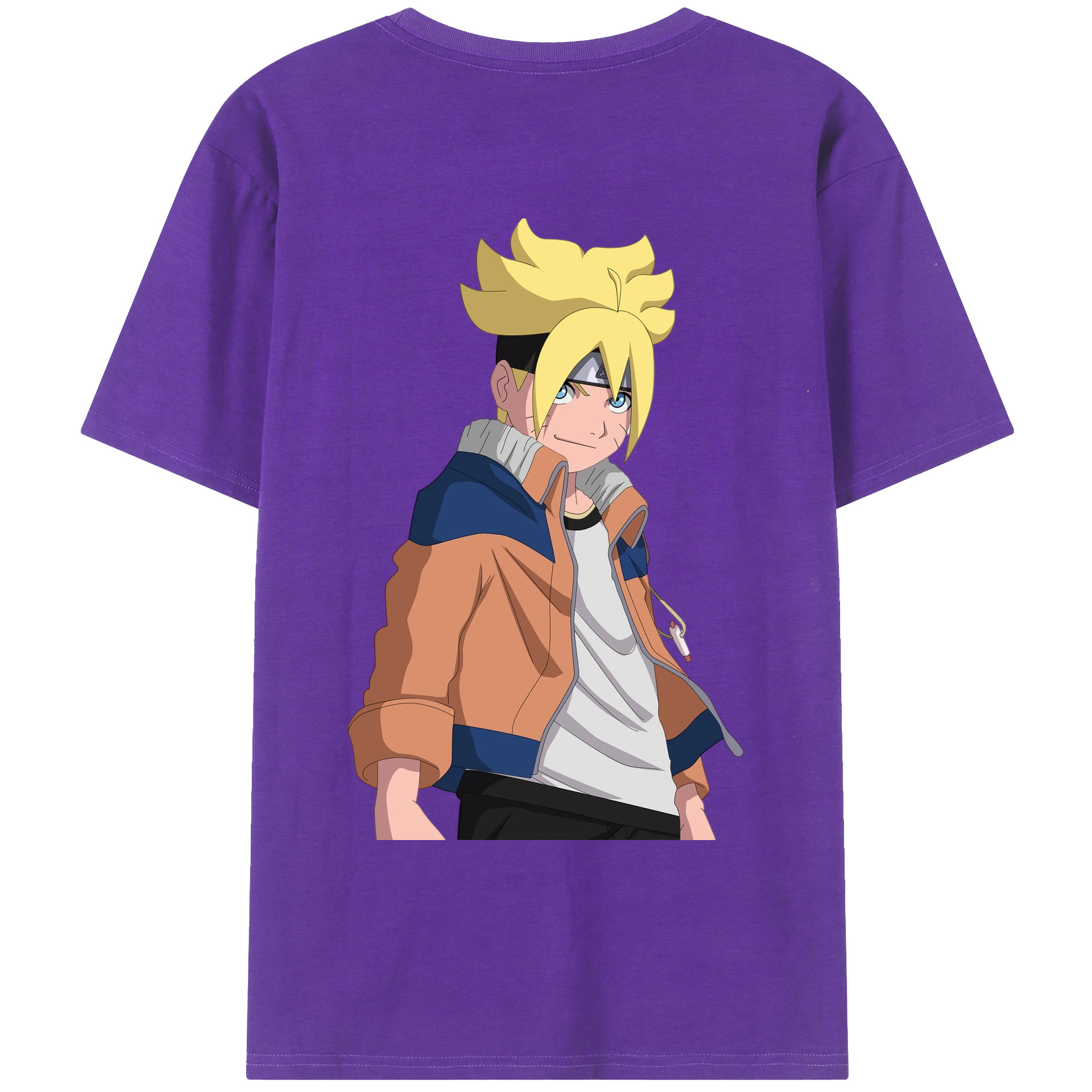 （画像用） NARUTO -ナルト- うずまき ナルト Uzumaki Naruto 綿100％ メンズ半袖Tシャツ（バックプリント） 通気性