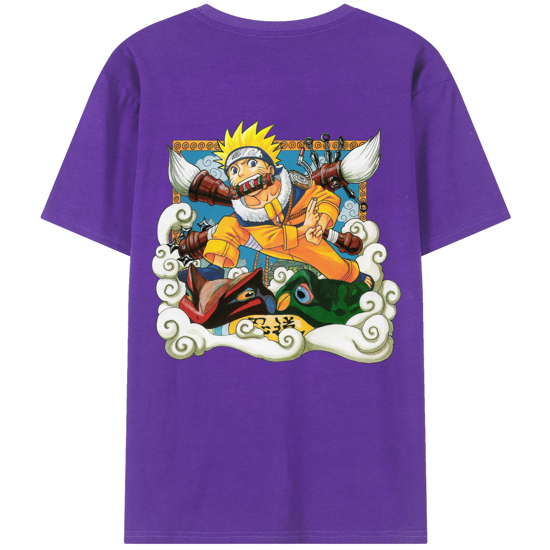 （画像用） NARUTO -ナルト- うずまき ナルト Uzumaki Naruto 綿100％ メンズ半袖Tシャツ（バックプリント） 通気性