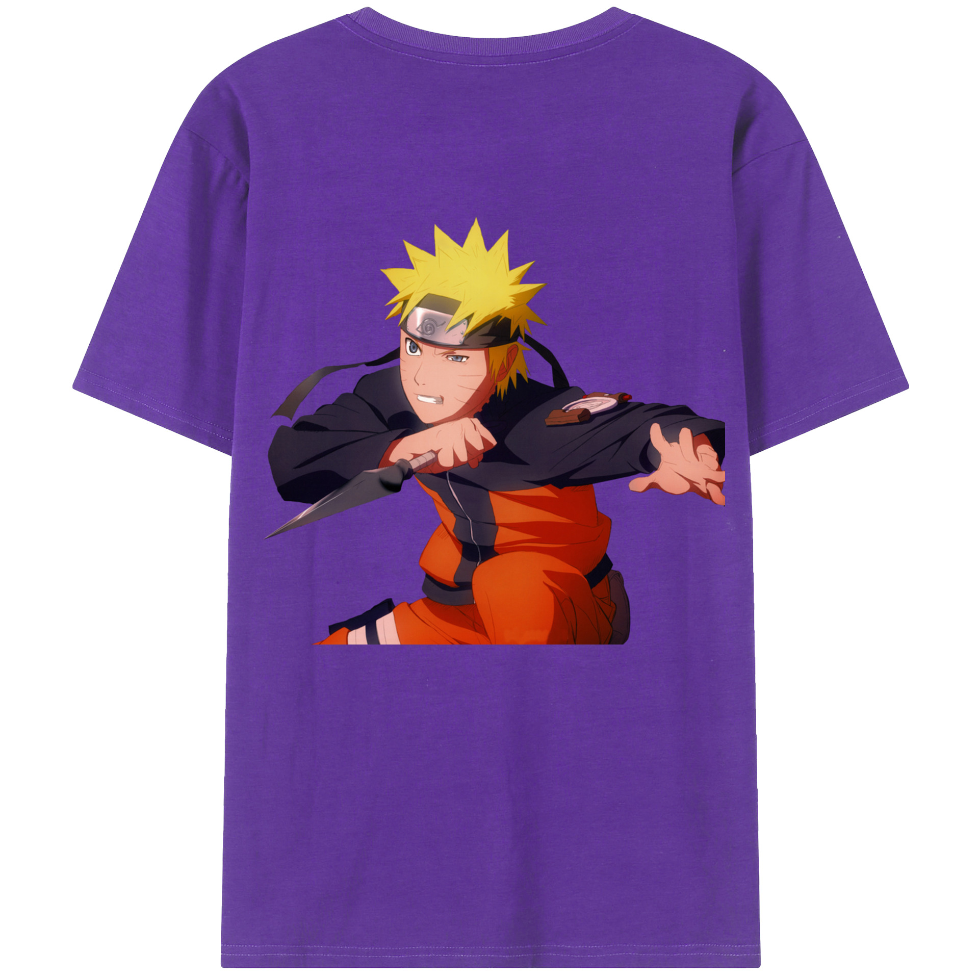 （画像用） NARUTO -ナルト- うずまき ナルト Uzumaki Naruto 綿100％ メンズ半袖Tシャツ（バックプリント） 通気性