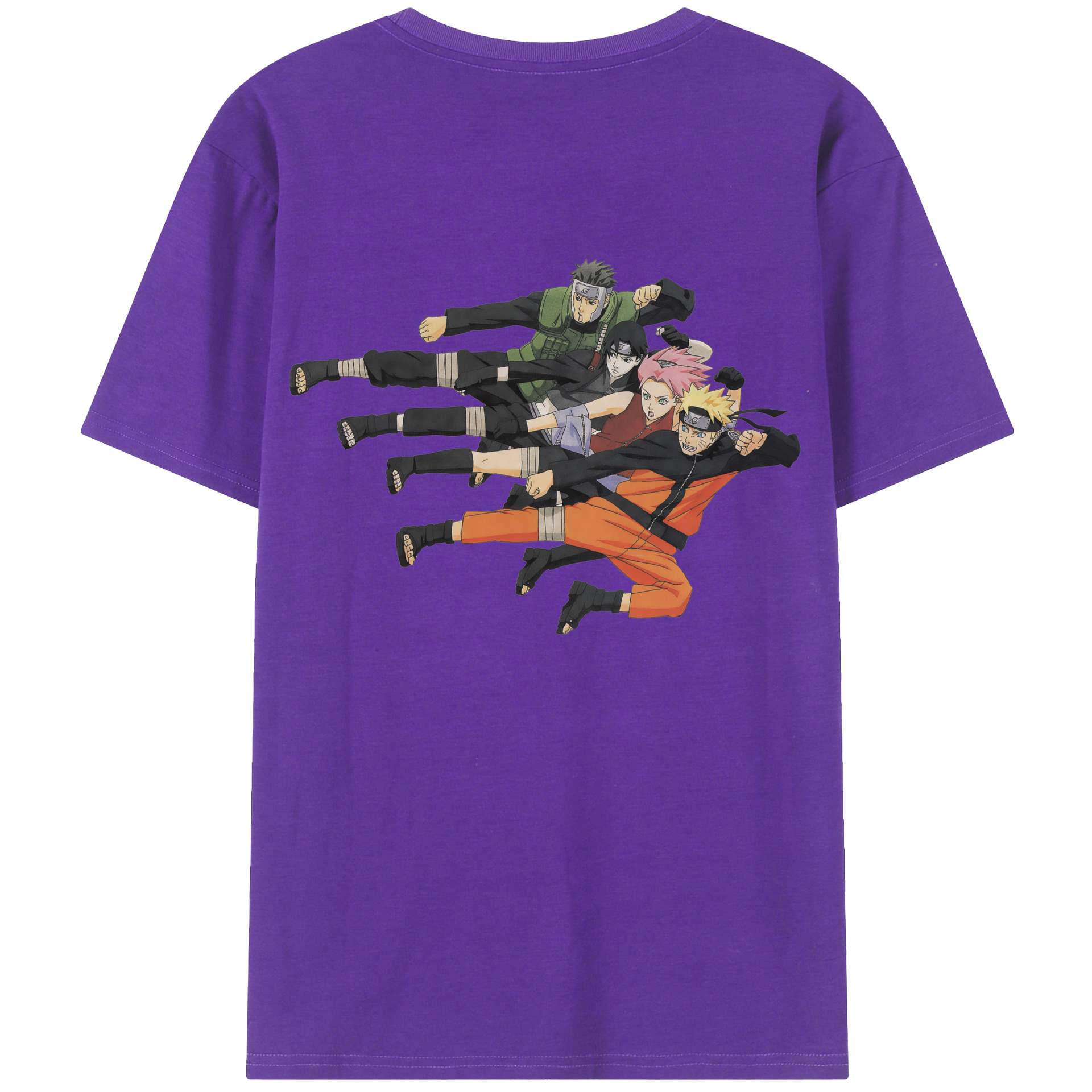 （画像用） NARUTO -ナルト- うずまき ナルト Uzumaki Naruto 綿100％ メンズ半袖Tシャツ（バックプリント） 通気性