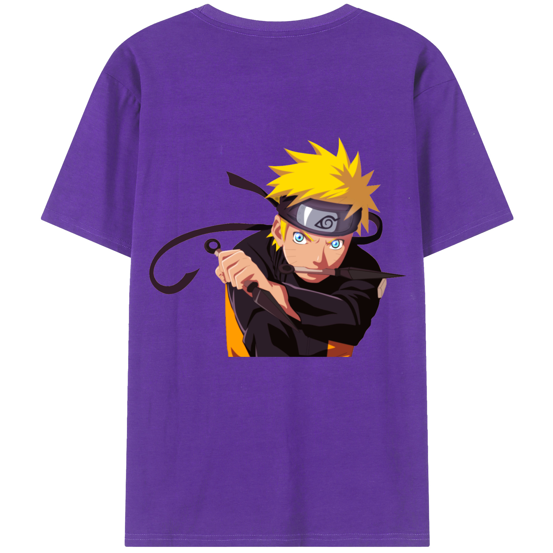 （画像用） NARUTO -ナルト- うずまき ナルト Uzumaki Naruto 綿100％ メンズ半袖Tシャツ（バックプリント） 通気性