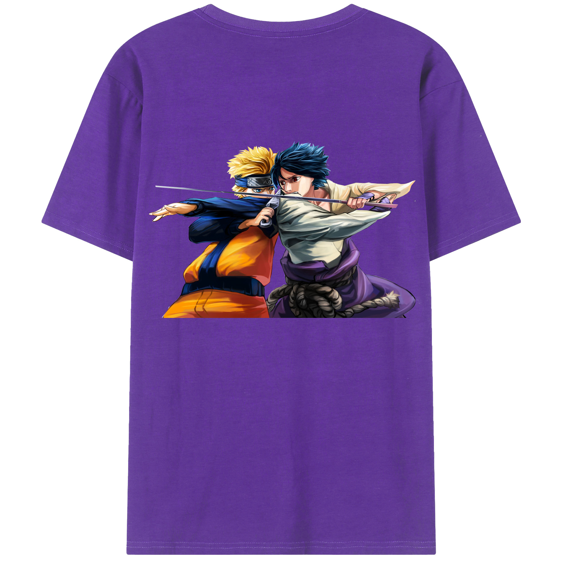 （画像用） NARUTO -ナルト- うずまき ナルト Uzumaki Naruto 綿100％ メンズ半袖Tシャツ（バックプリント） 通気性
