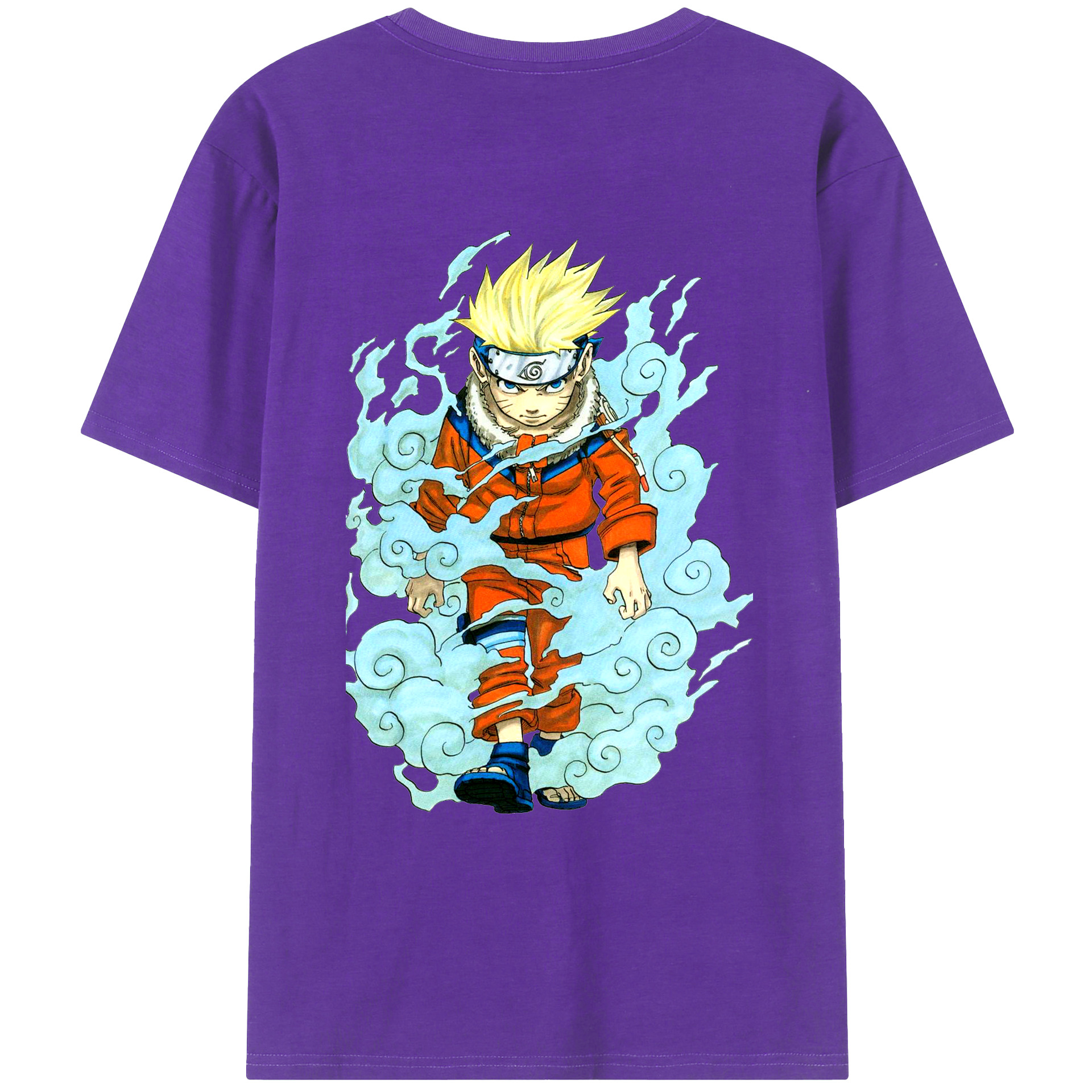 （画像用） NARUTO -ナルト- うずまき ナルト Uzumaki Naruto 綿100％ メンズ半袖Tシャツ（バックプリント） 通気性