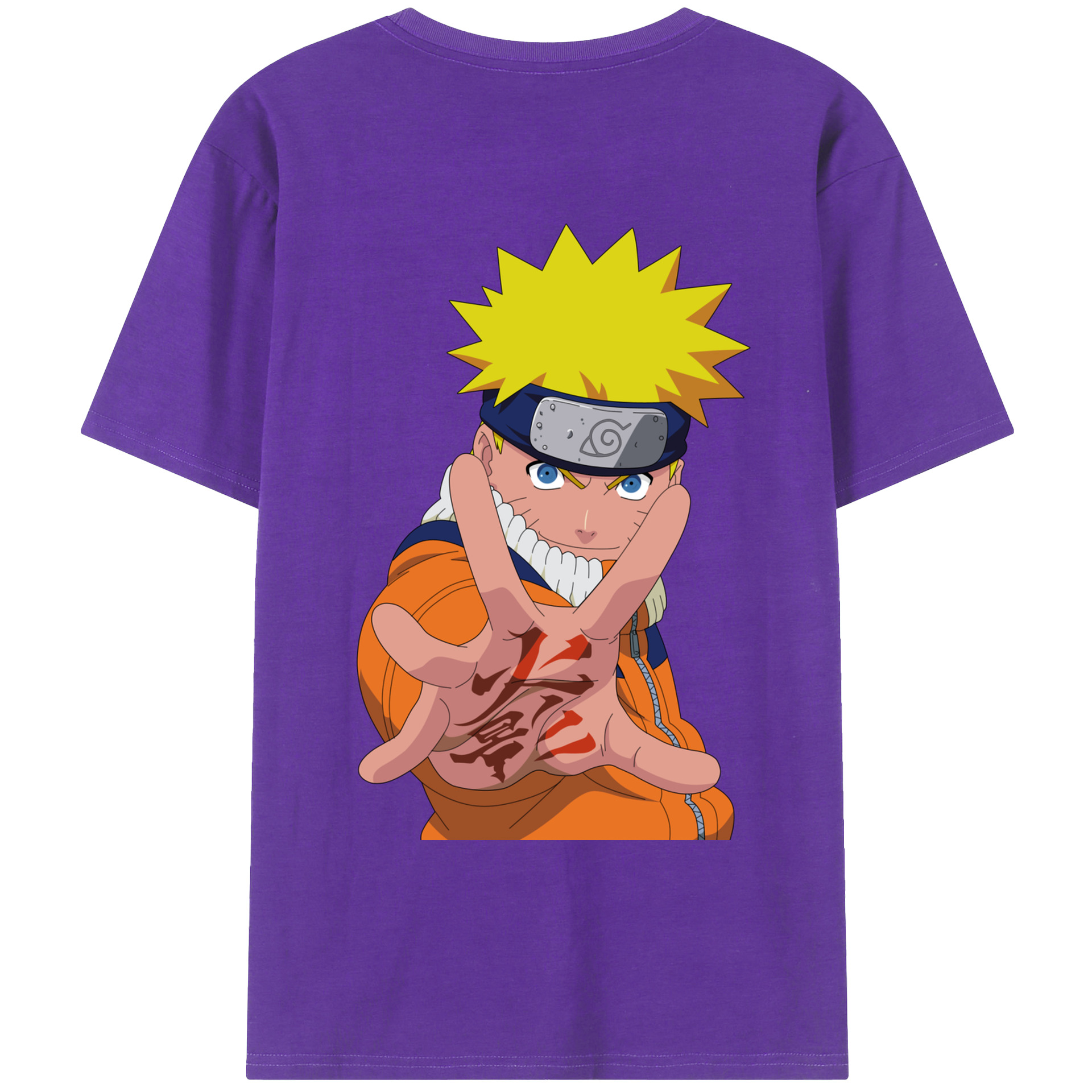 （画像用） NARUTO -ナルト- うずまき ナルト Uzumaki Naruto 綿100％ メンズ半袖Tシャツ（バックプリント） 通気性