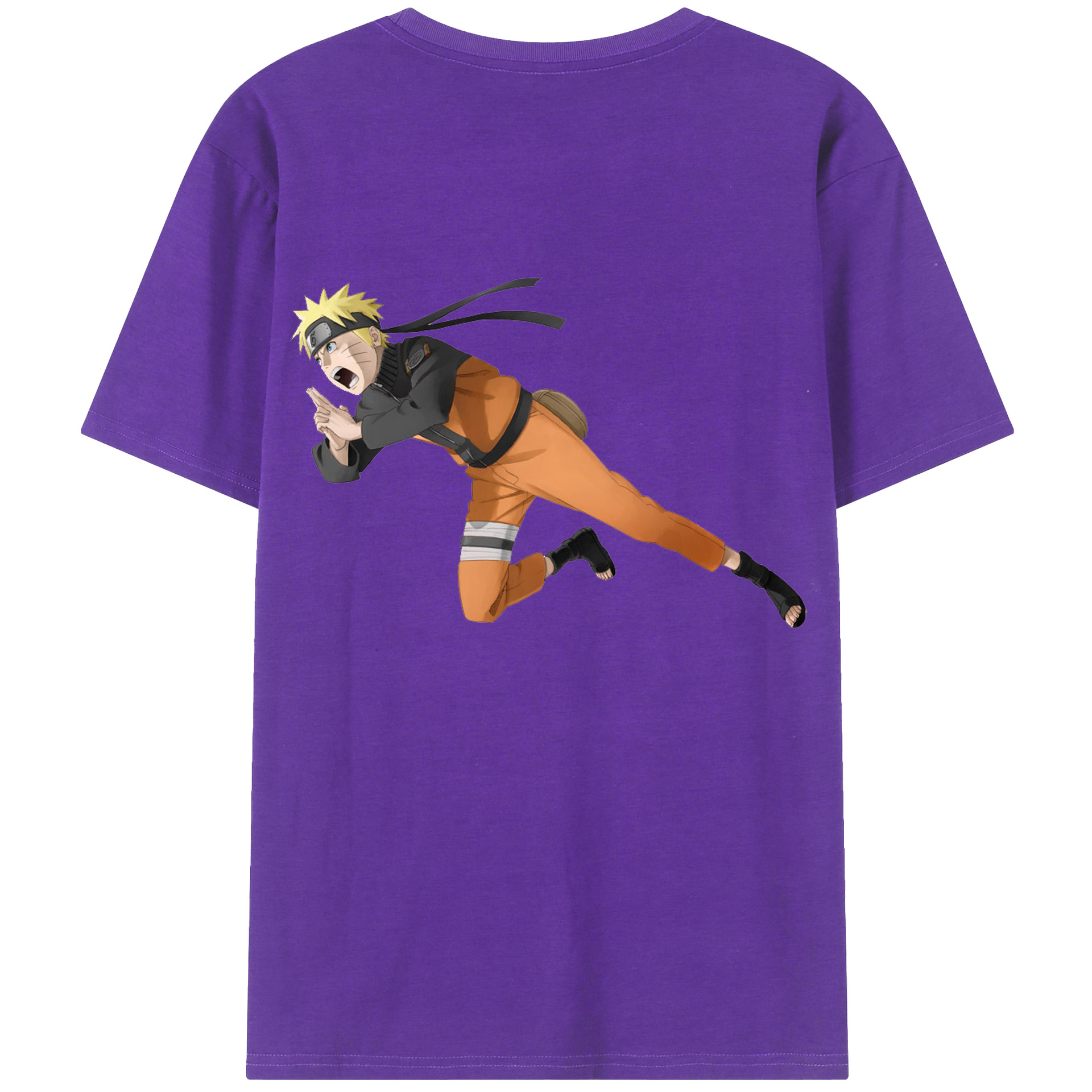 （画像用） NARUTO -ナルト- うずまき ナルト Uzumaki Naruto 綿100％ メンズ半袖Tシャツ（バックプリント） 通気性