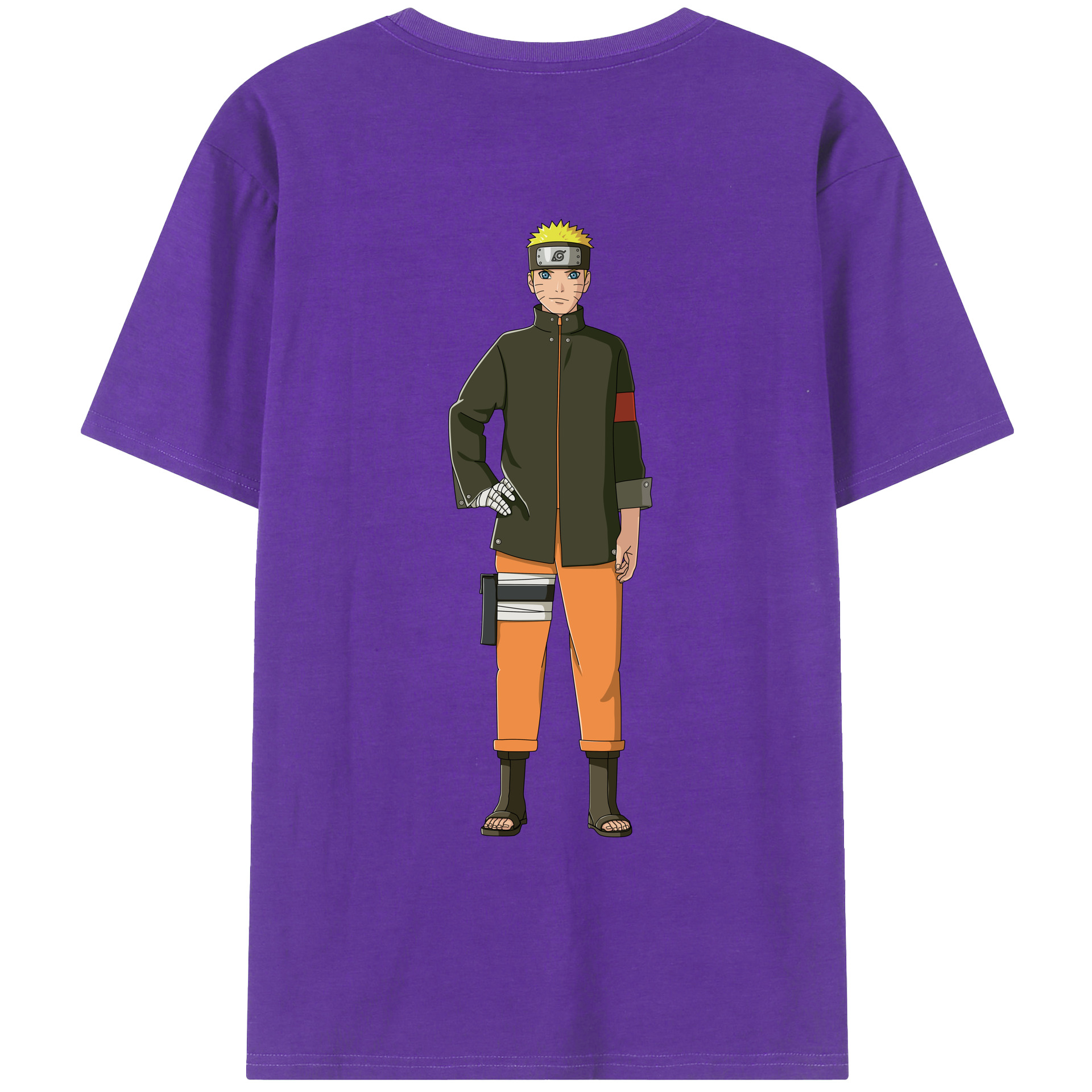 （画像用） NARUTO -ナルト- うずまき ナルト Uzumaki Naruto 綿100％ メンズ半袖Tシャツ（バックプリント） 通気性