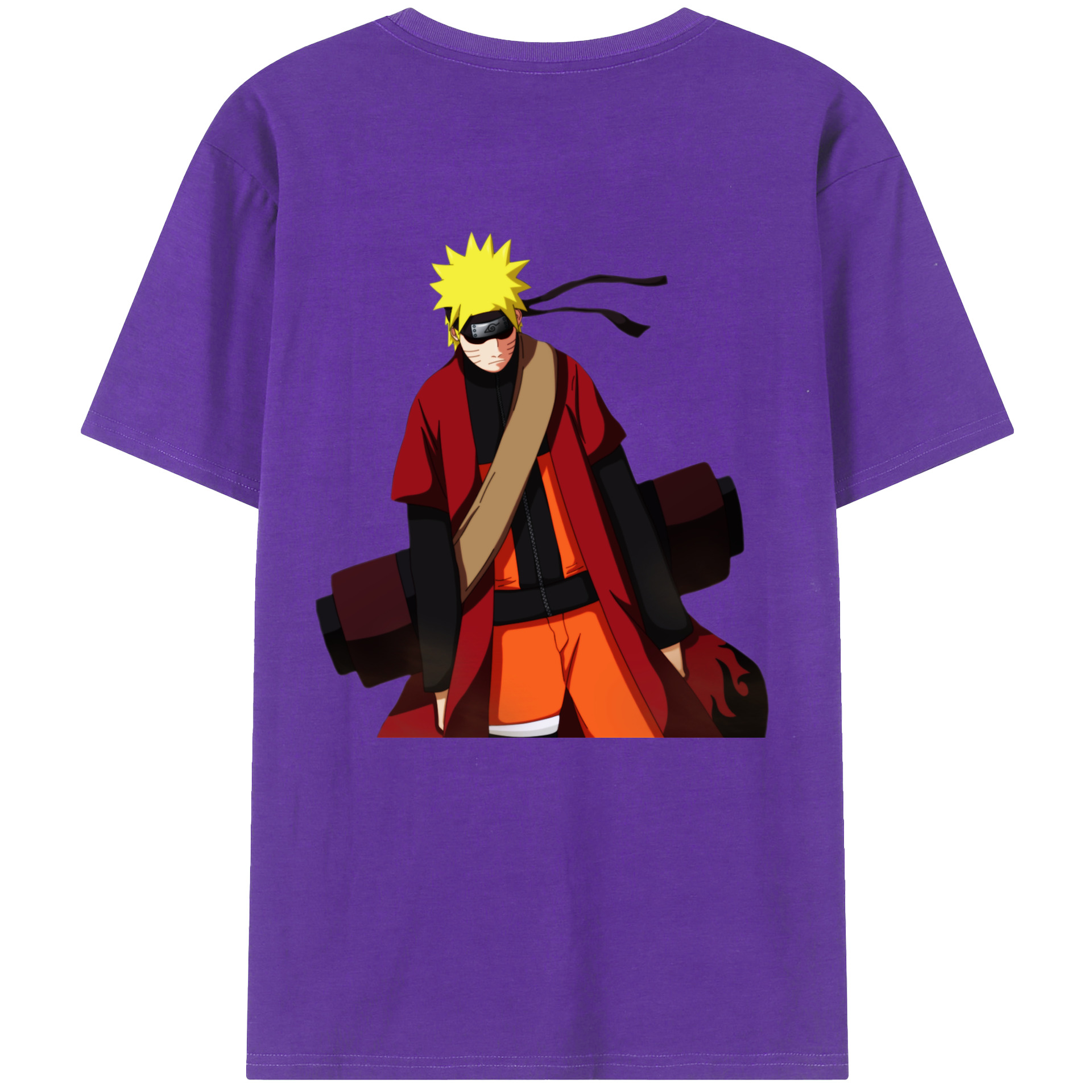 （画像用） NARUTO -ナルト- うずまき ナルト Uzumaki Naruto 綿100％ メンズ半袖Tシャツ（バックプリント） 通気性