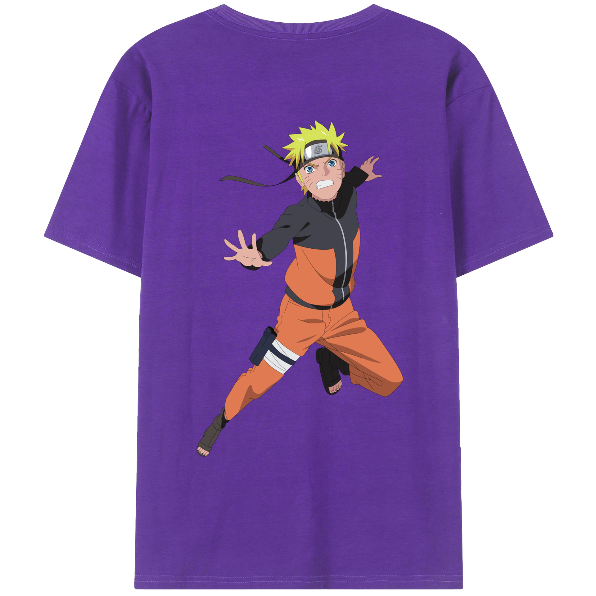 （画像用） NARUTO -ナルト- うずまき ナルト Uzumaki Naruto 綿100％ メンズ半袖Tシャツ（バックプリント） 通気性