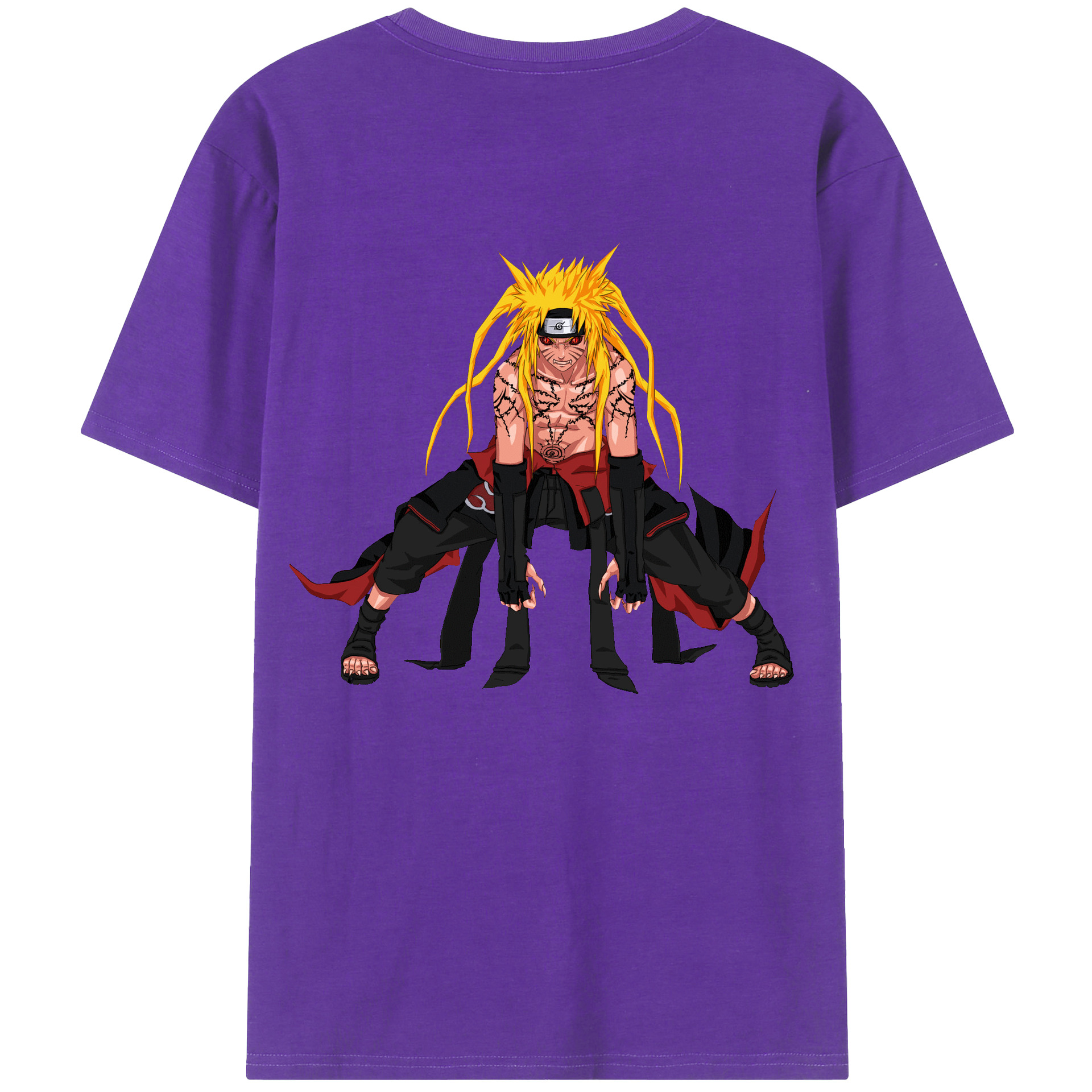 （画像用） NARUTO -ナルト- うずまき ナルト Uzumaki Naruto 綿100％ メンズ半袖Tシャツ（バックプリント） 通気性