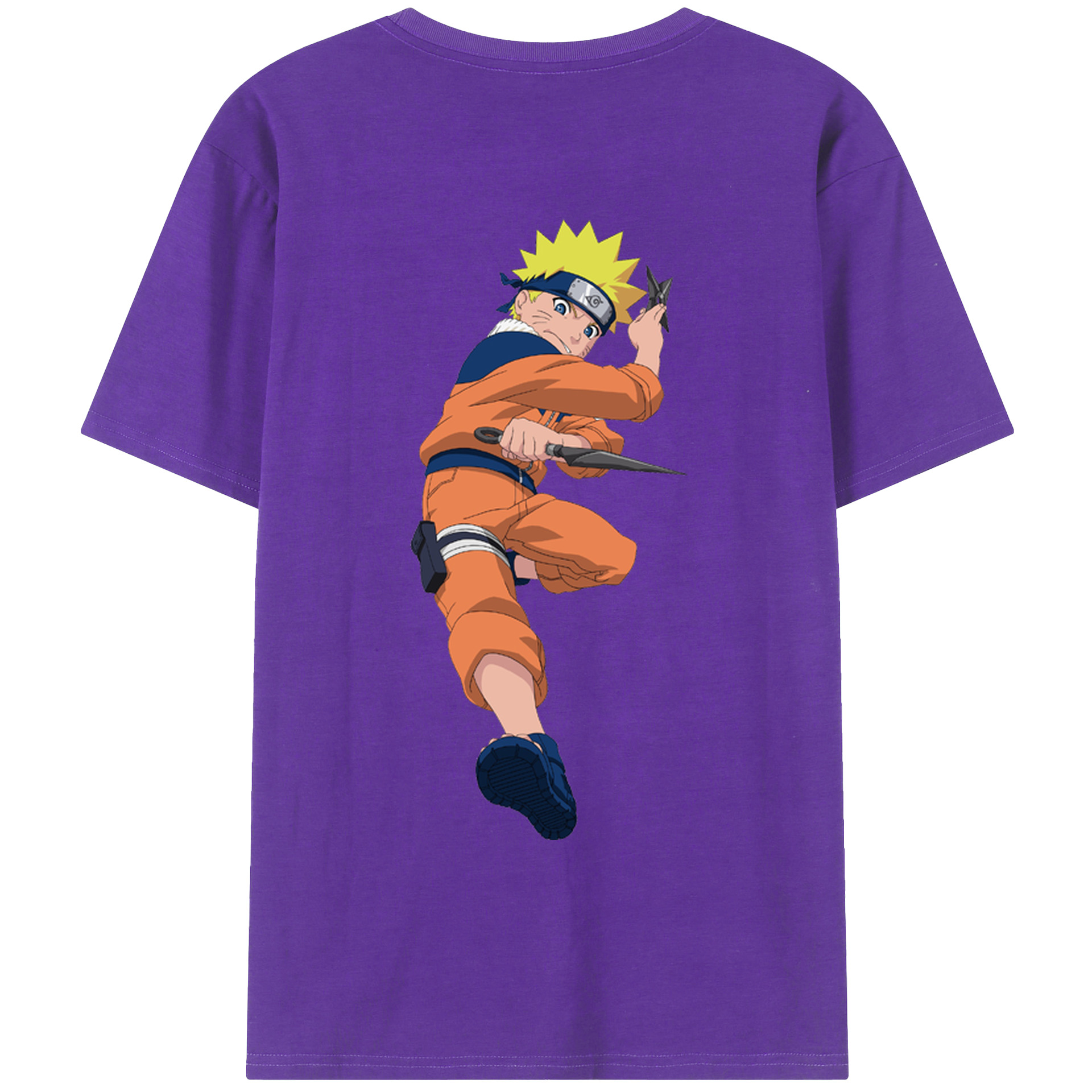 （画像用） NARUTO -ナルト- うずまき ナルト Uzumaki Naruto 綿100％ メンズ半袖Tシャツ（バックプリント） 通気性