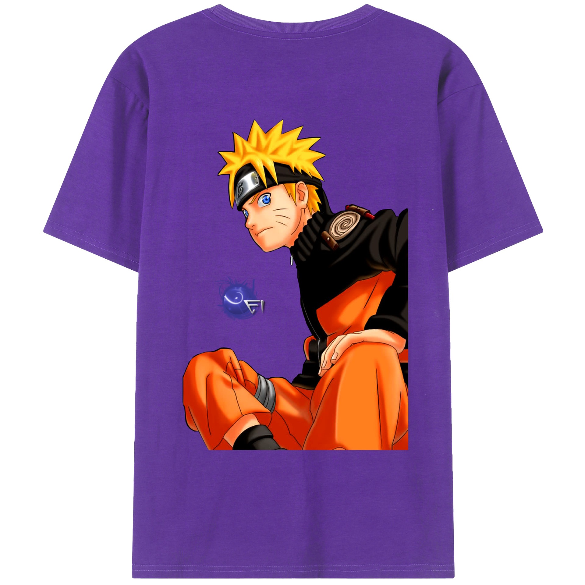 （画像用） NARUTO -ナルト- うずまき ナルト Uzumaki Naruto 綿100％ メンズ半袖Tシャツ（バックプリント） 通気性