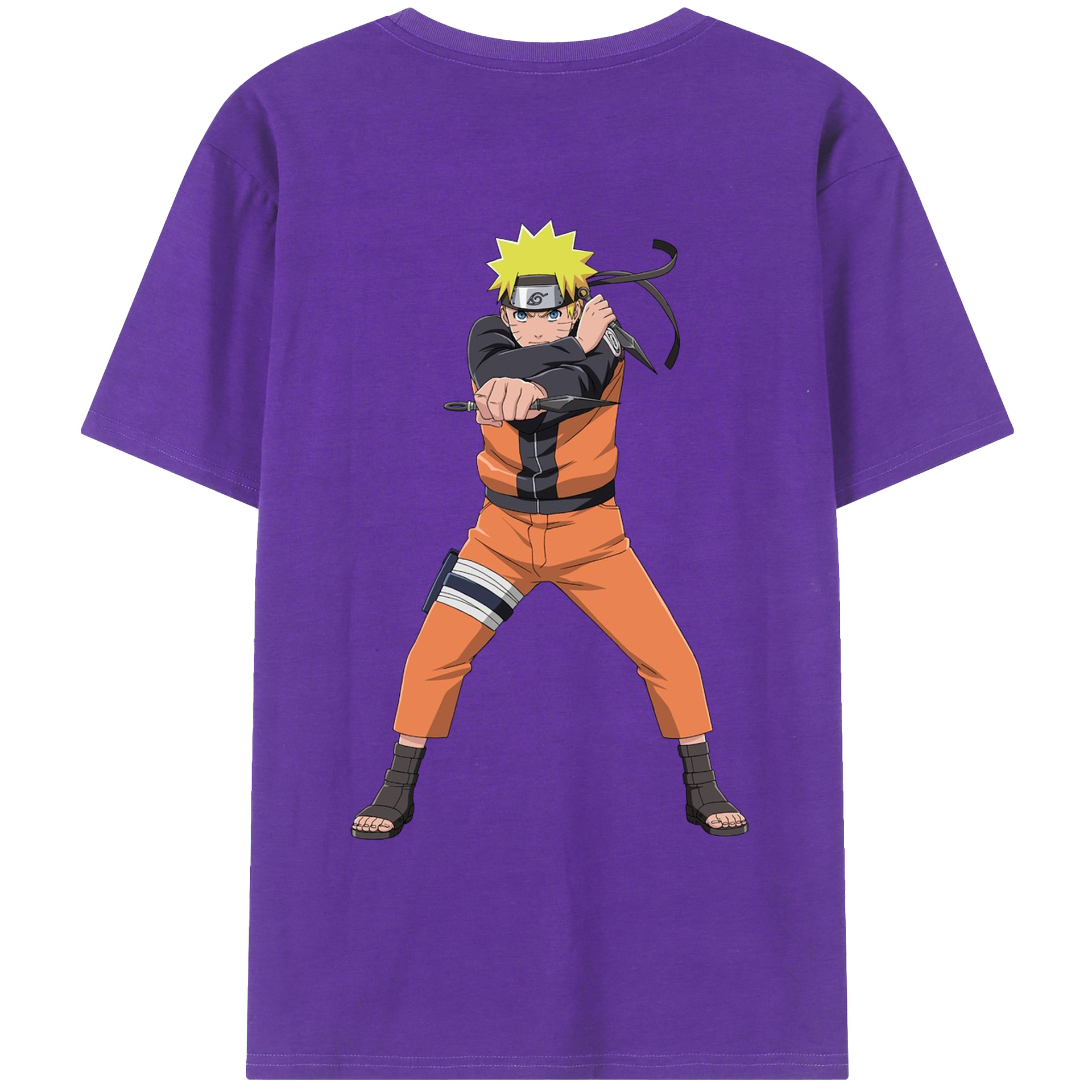 （画像用） NARUTO -ナルト- うずまき ナルト Uzumaki Naruto 綿100％ メンズ半袖Tシャツ（バックプリント） 通気性