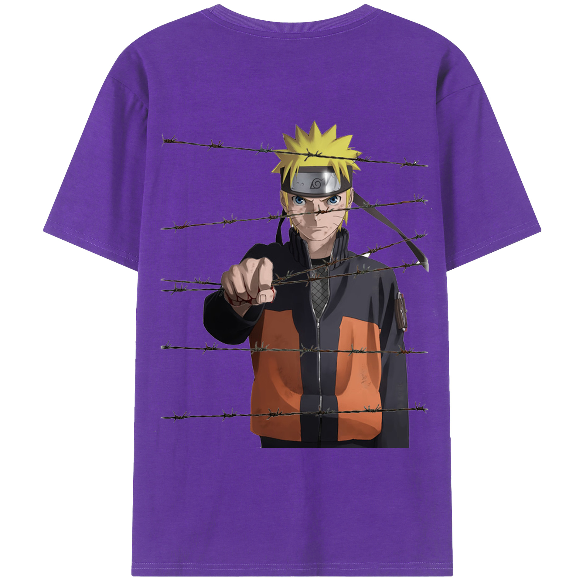 （画像用） NARUTO -ナルト- うずまき ナルト Uzumaki Naruto 綿100％ メンズ半袖Tシャツ（バックプリント） 通気性