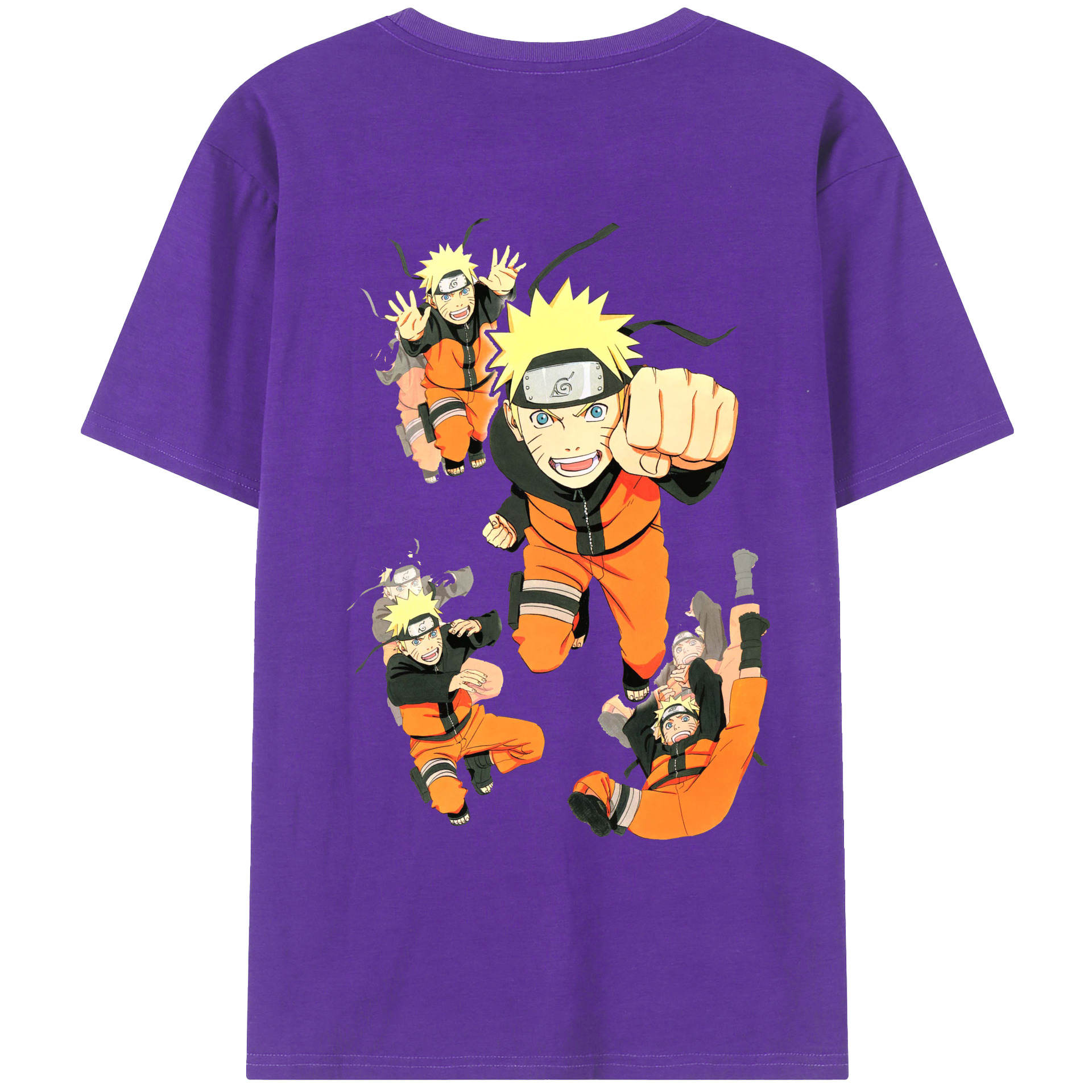 （画像用） NARUTO -ナルト- うずまき ナルト Uzumaki Naruto 綿100％ メンズ半袖Tシャツ（バックプリント） 通気性