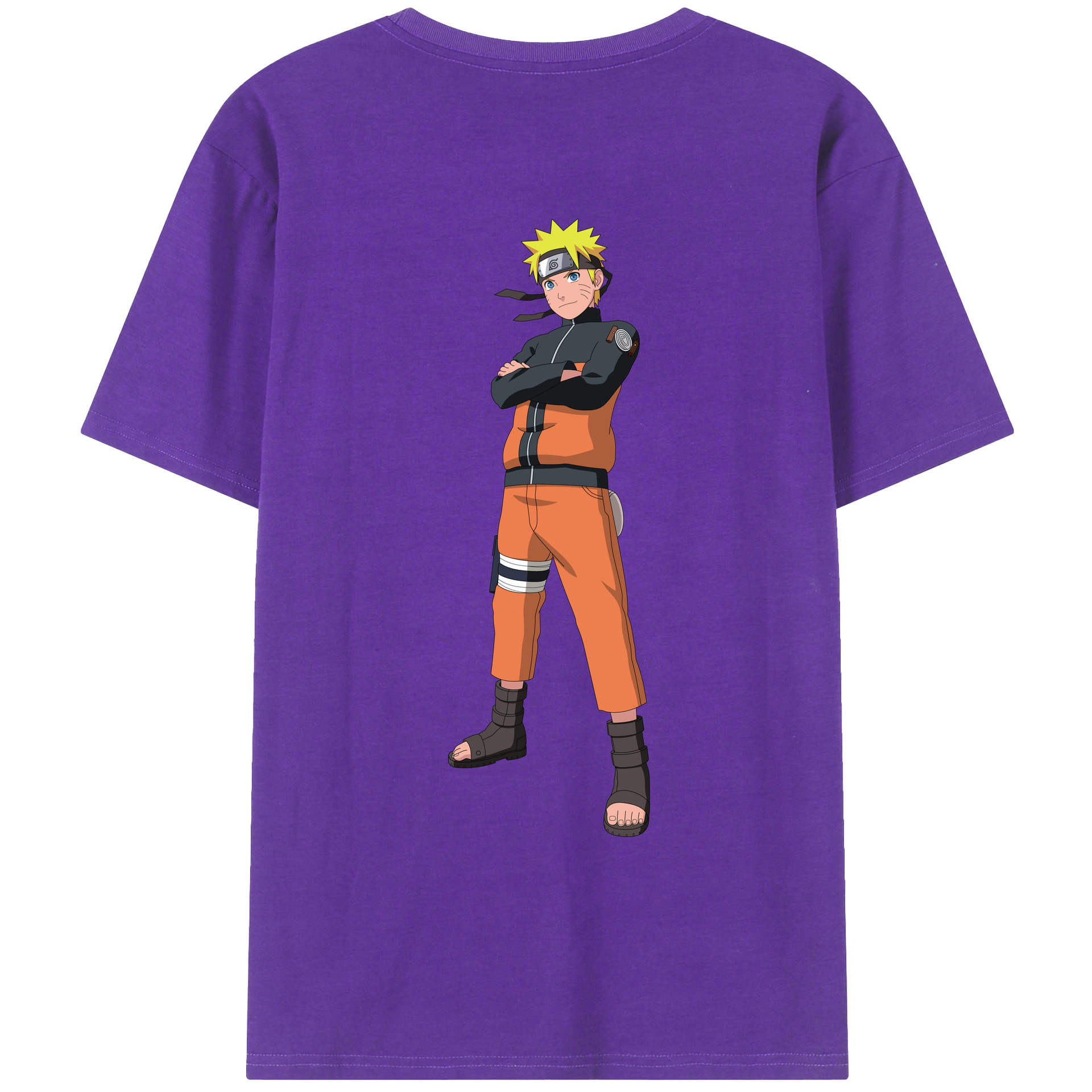 （画像用） NARUTO -ナルト- うずまき ナルト Uzumaki Naruto 綿100％ メンズ半袖Tシャツ（バックプリント） 通気性