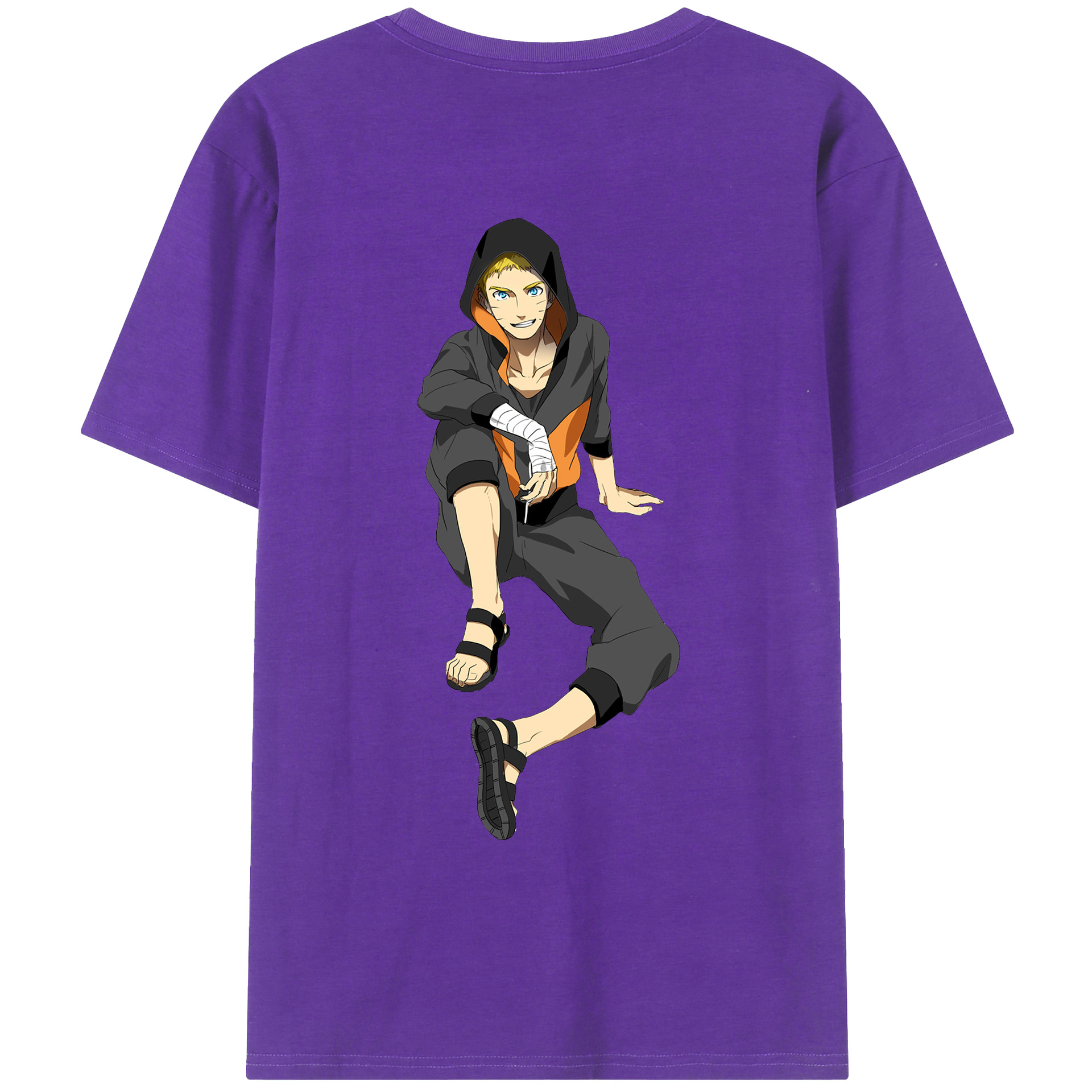 （画像用） NARUTO -ナルト- うずまき ナルト Uzumaki Naruto 綿100％ メンズ半袖Tシャツ（バックプリント） 通気性