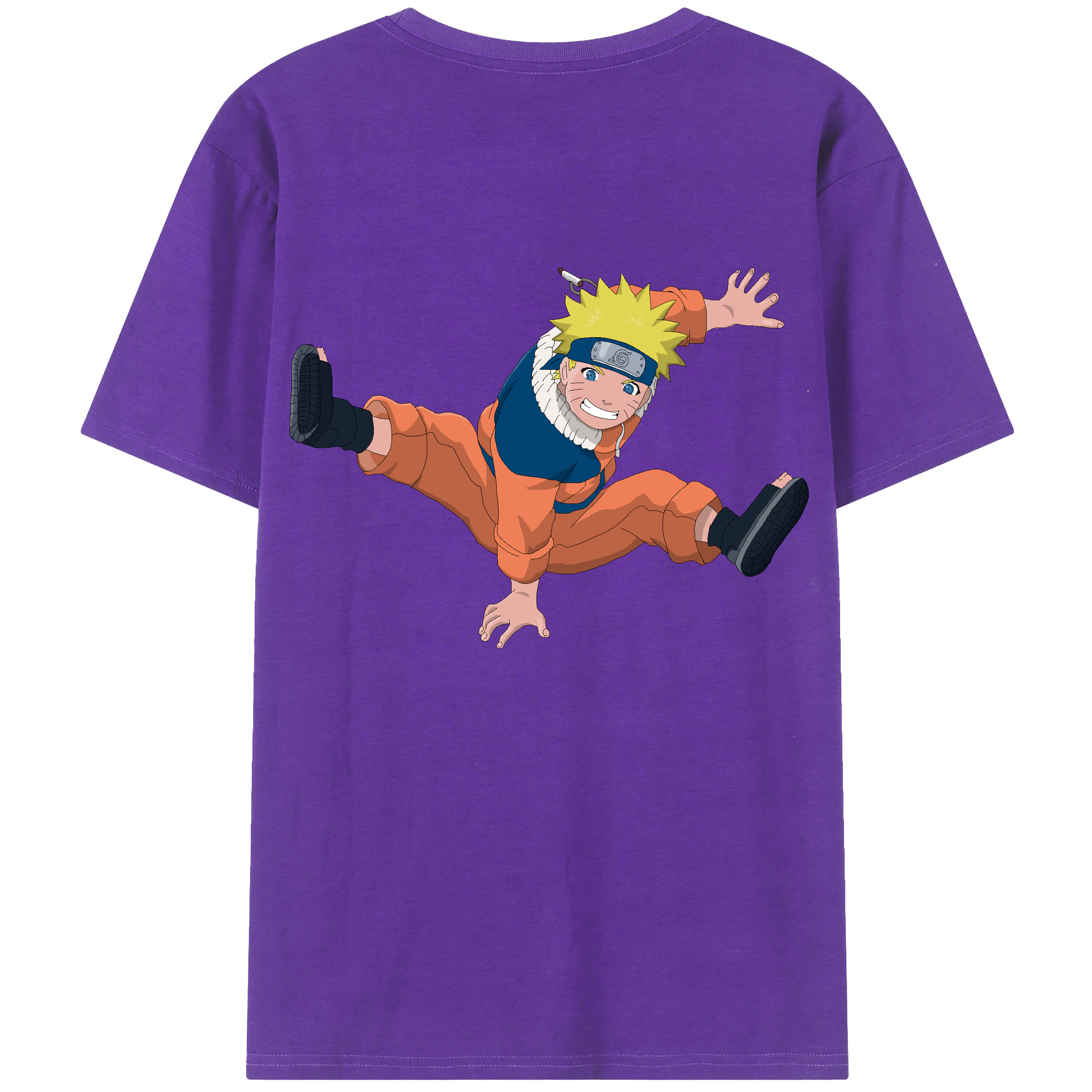 （画像用） NARUTO -ナルト- うずまき ナルト Uzumaki Naruto 綿100％ メンズ半袖Tシャツ（バックプリント） 通気性