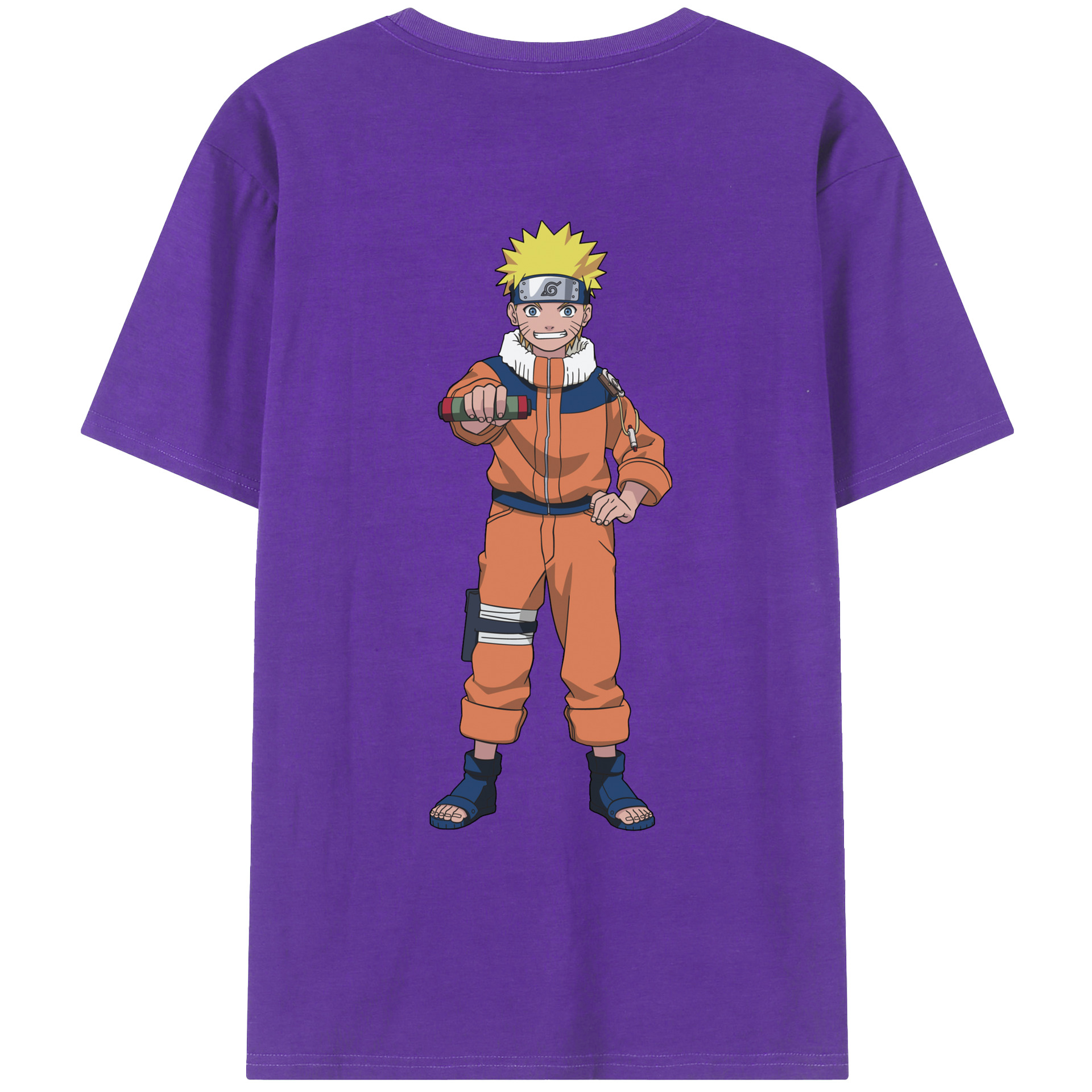 （画像用） NARUTO -ナルト- うずまき ナルト Uzumaki Naruto 綿100％ メンズ半袖Tシャツ（バックプリント） 通気性