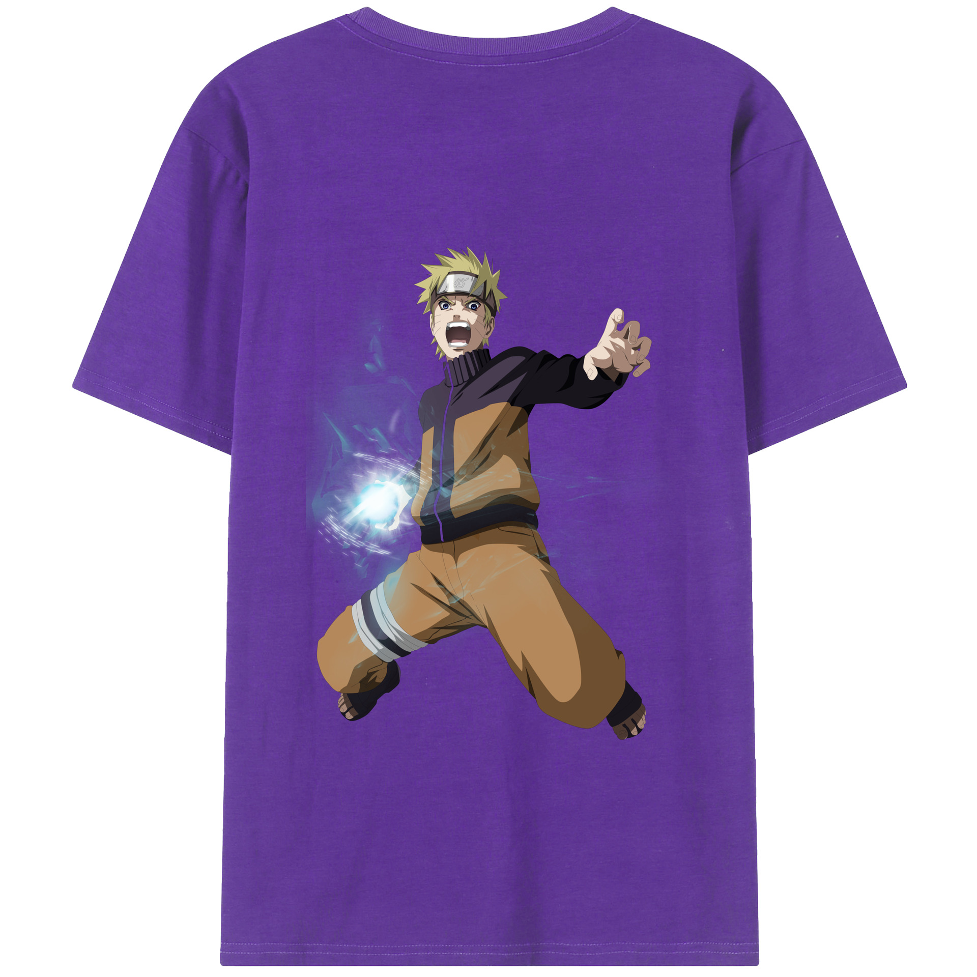 （画像用） NARUTO -ナルト- うずまき ナルト Uzumaki Naruto 綿100％ メンズ半袖Tシャツ（バックプリント） 通気性