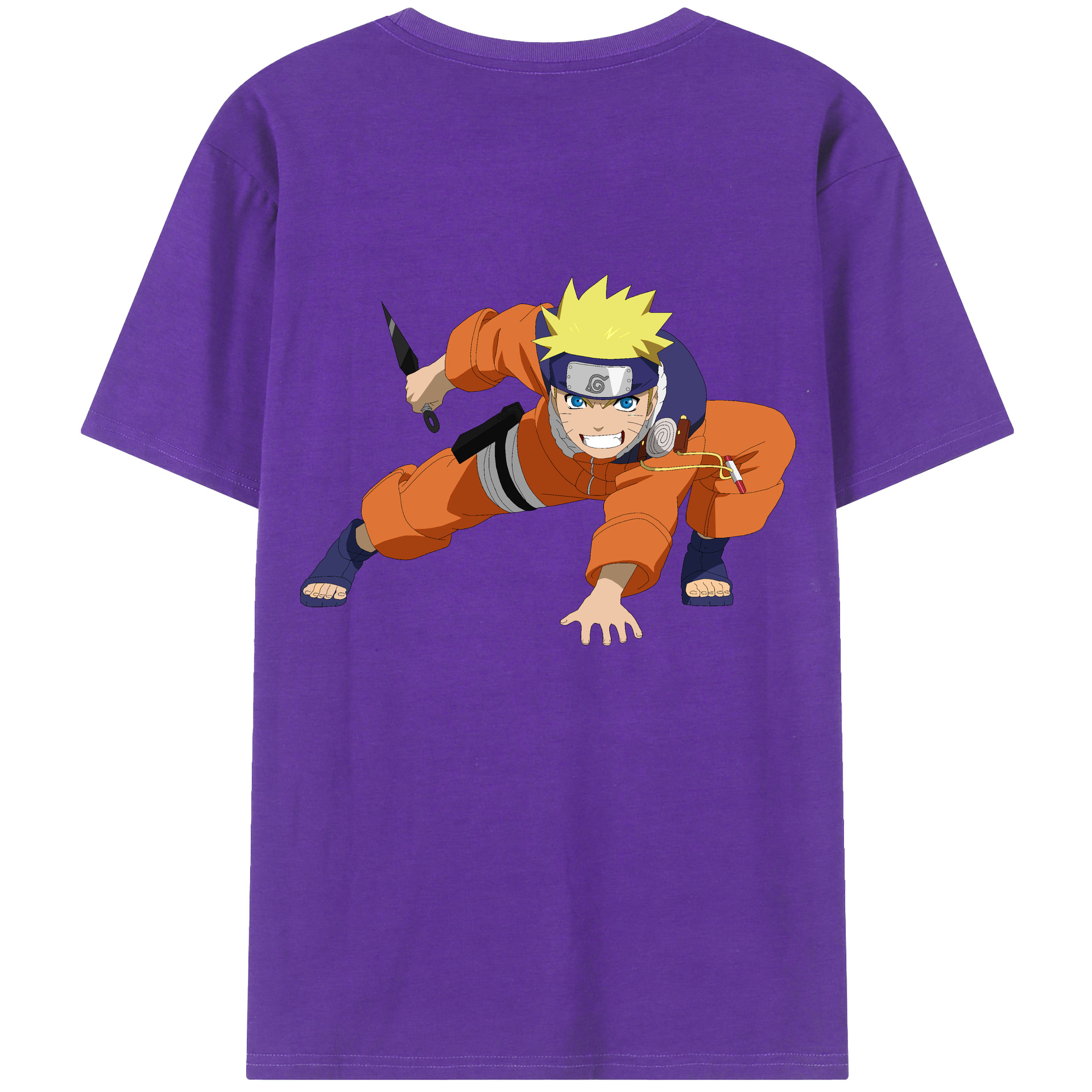 （画像用） NARUTO -ナルト- うずまき ナルト Uzumaki Naruto 綿100％ メンズ半袖Tシャツ（バックプリント） 通気性