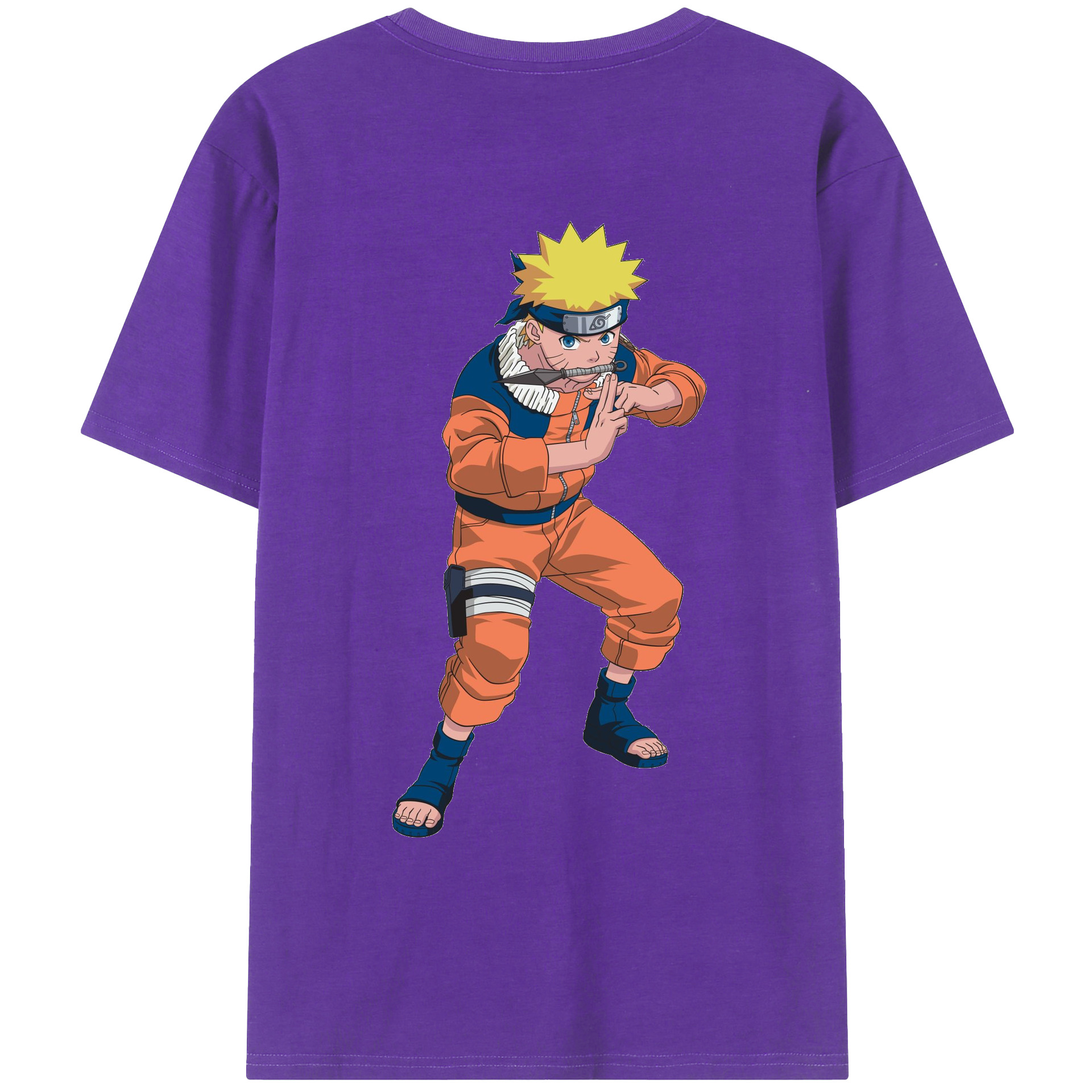 （画像用） NARUTO -ナルト- うずまき ナルト Uzumaki Naruto 綿100％ メンズ半袖Tシャツ（バックプリント） 通気性