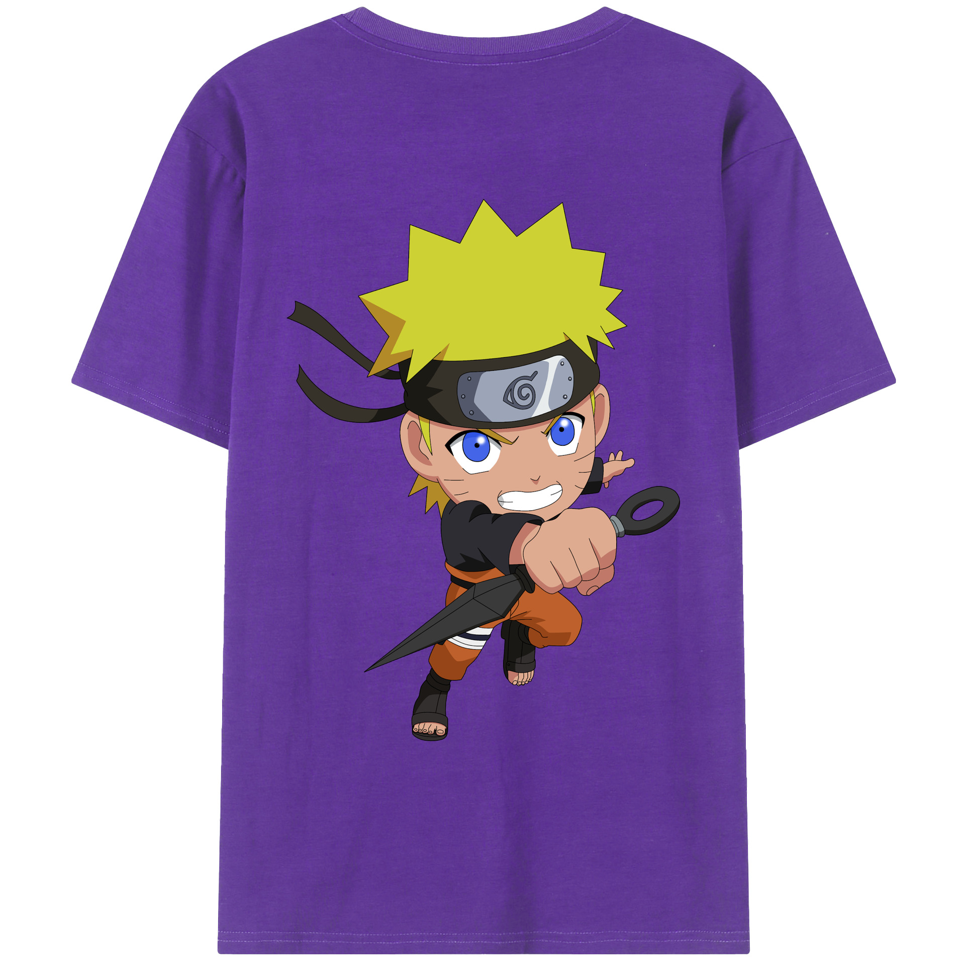 （画像用） NARUTO -ナルト- うずまき ナルト Uzumaki Naruto 綿100％ メンズ半袖Tシャツ（バックプリント） 通気性
