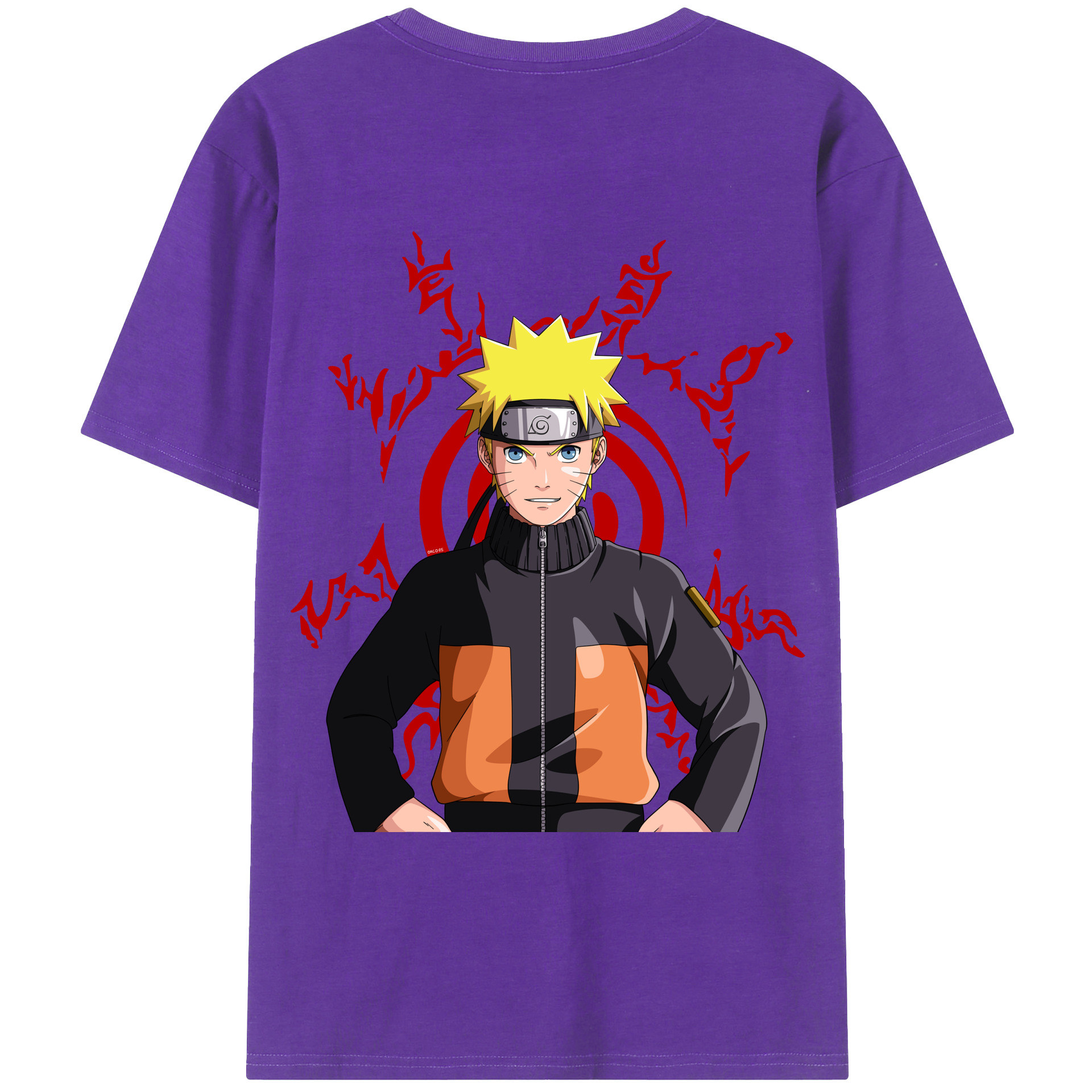 （画像用） NARUTO -ナルト- うずまき ナルト Uzumaki Naruto 綿100％ メンズ半袖Tシャツ（バックプリント） 通気性