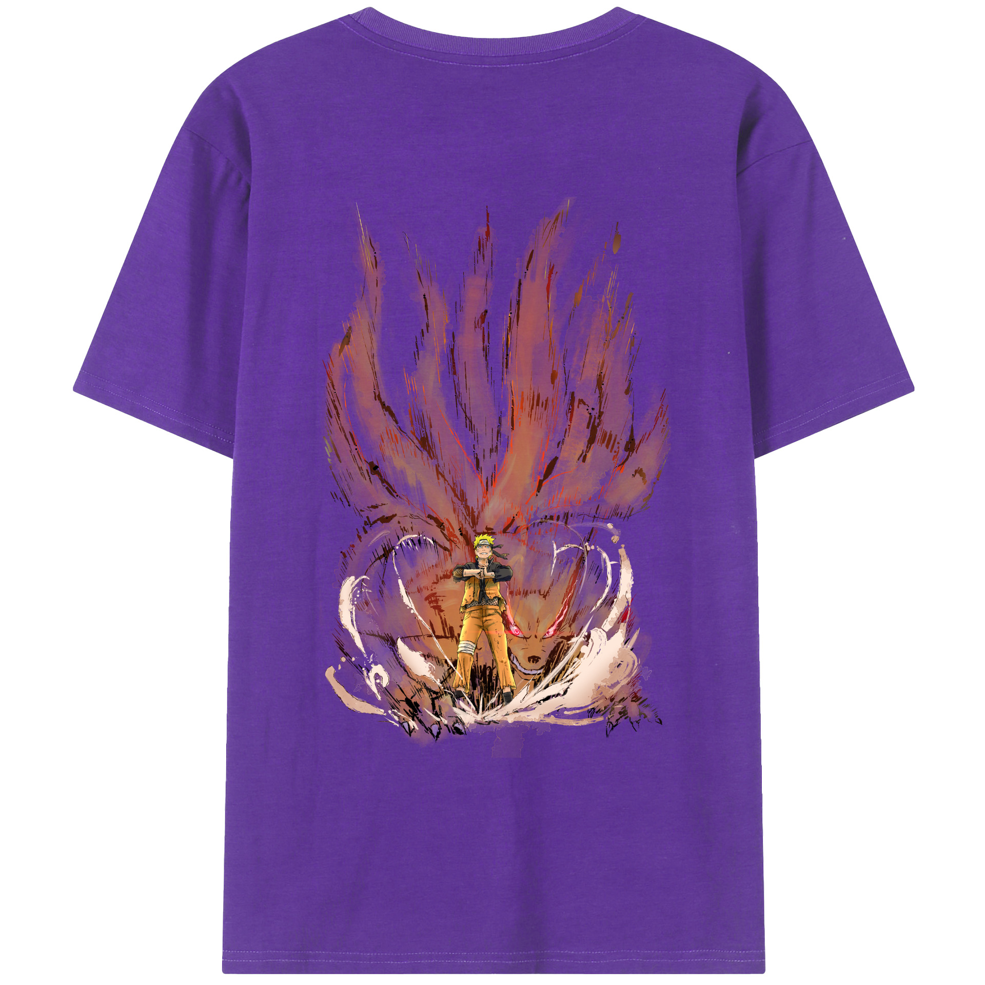 （画像用） NARUTO -ナルト- うずまき ナルト Uzumaki Naruto 綿100％ メンズ半袖Tシャツ（バックプリント） 通気性