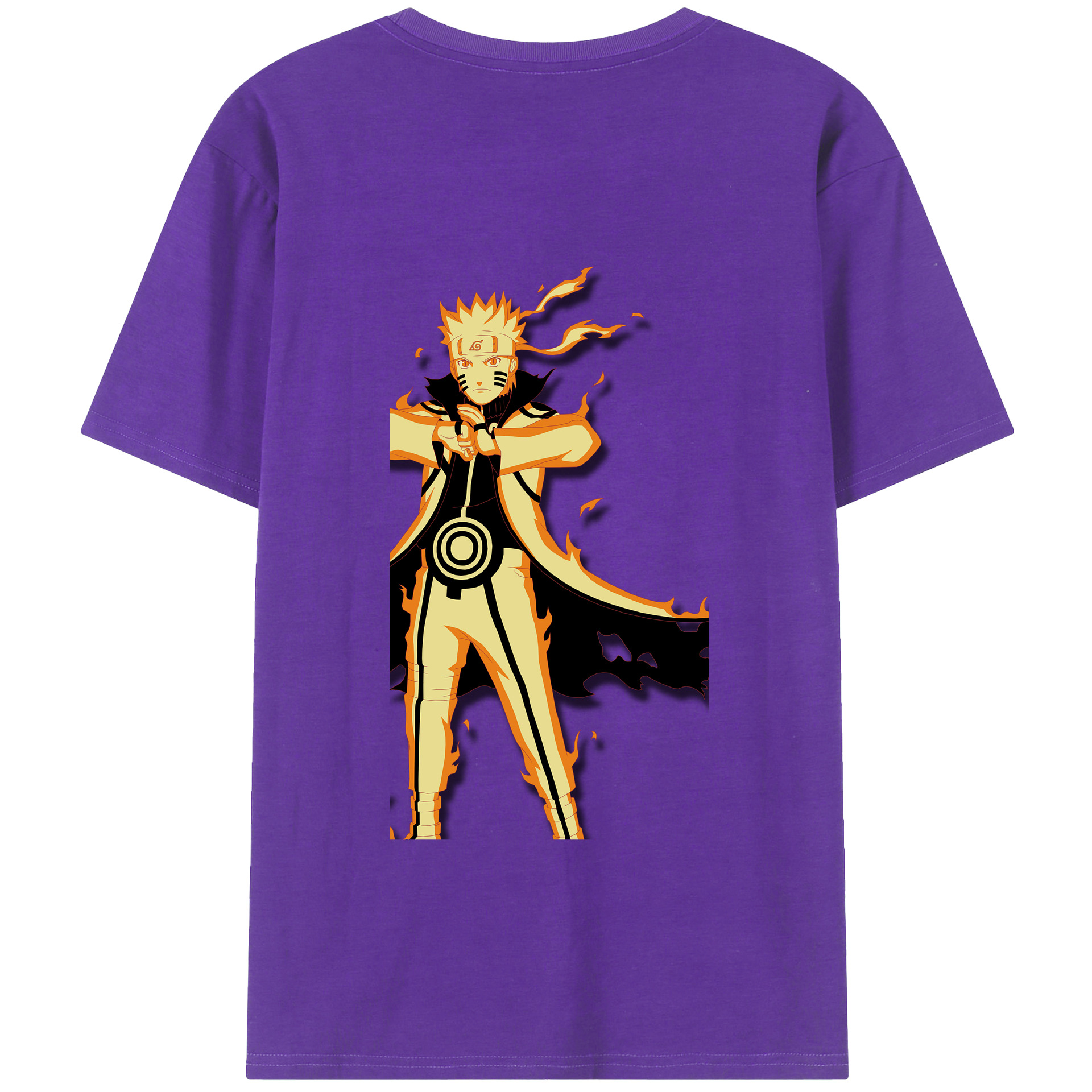 （画像用） NARUTO -ナルト- うずまき ナルト Uzumaki Naruto 綿100％ メンズ半袖Tシャツ（バックプリント） 通気性