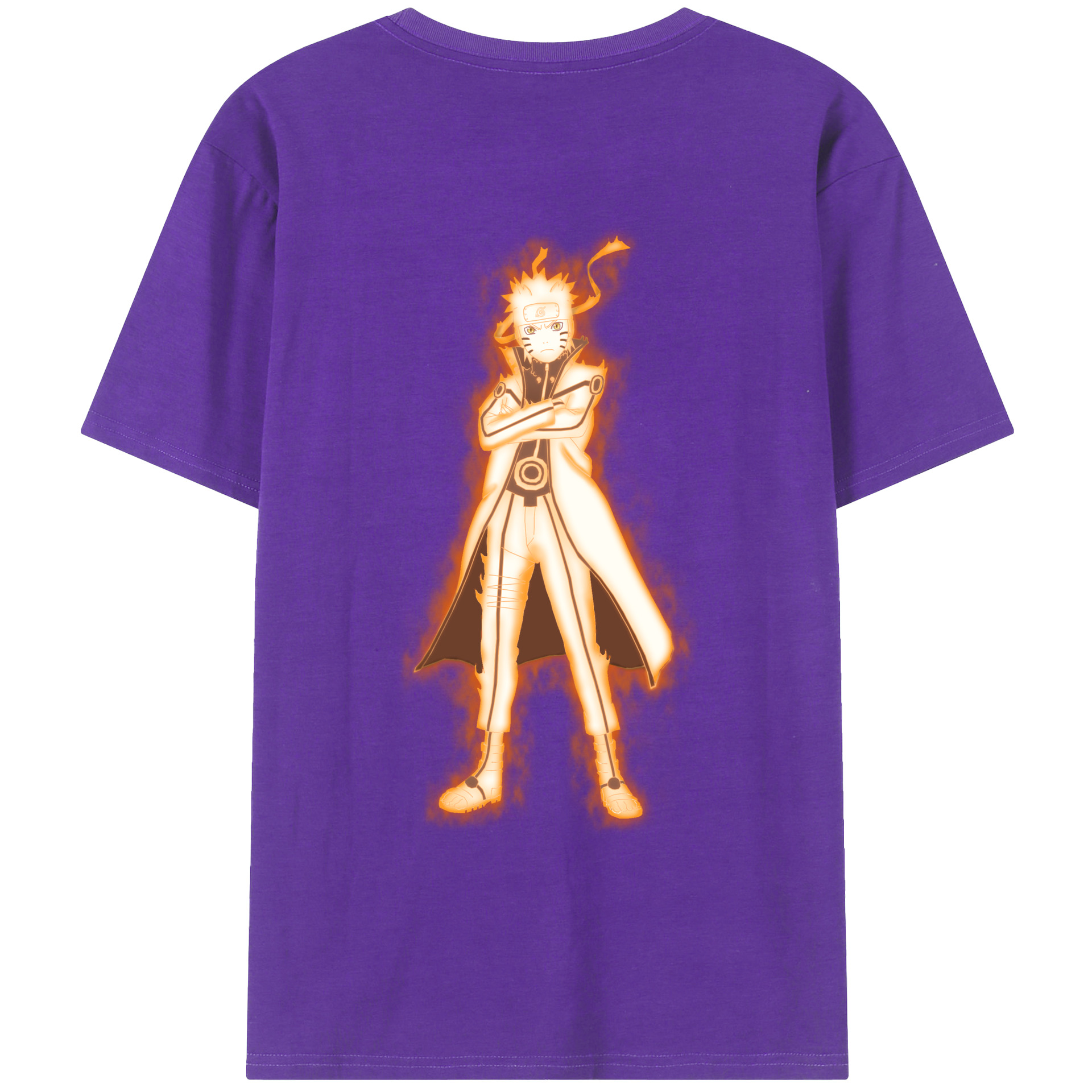 （画像用） NARUTO -ナルト- うずまき ナルト Uzumaki Naruto 綿100％ メンズ半袖Tシャツ（バックプリント） 通気性