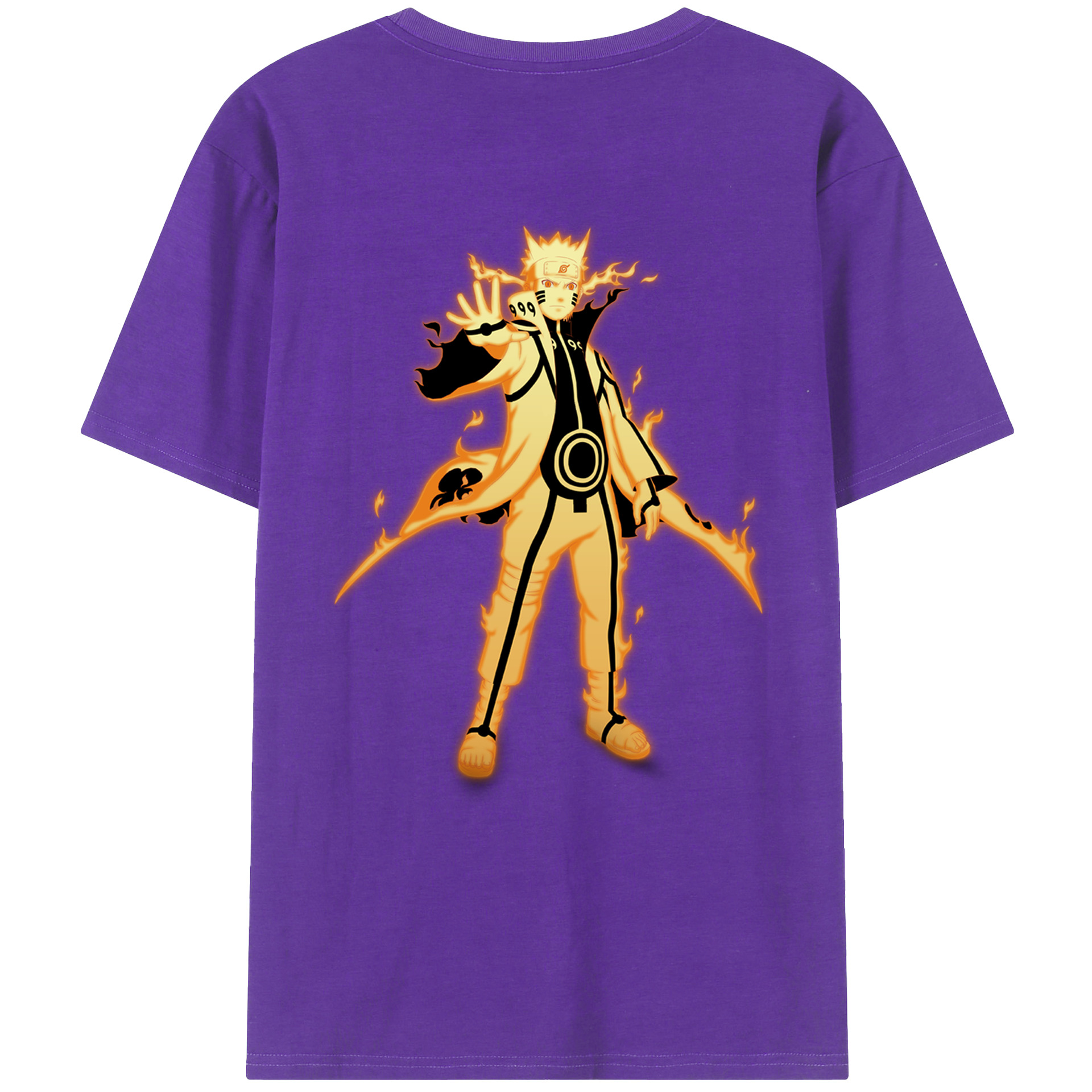 （画像用） NARUTO -ナルト- うずまき ナルト Uzumaki Naruto 綿100％ メンズ半袖Tシャツ（バックプリント） 通気性