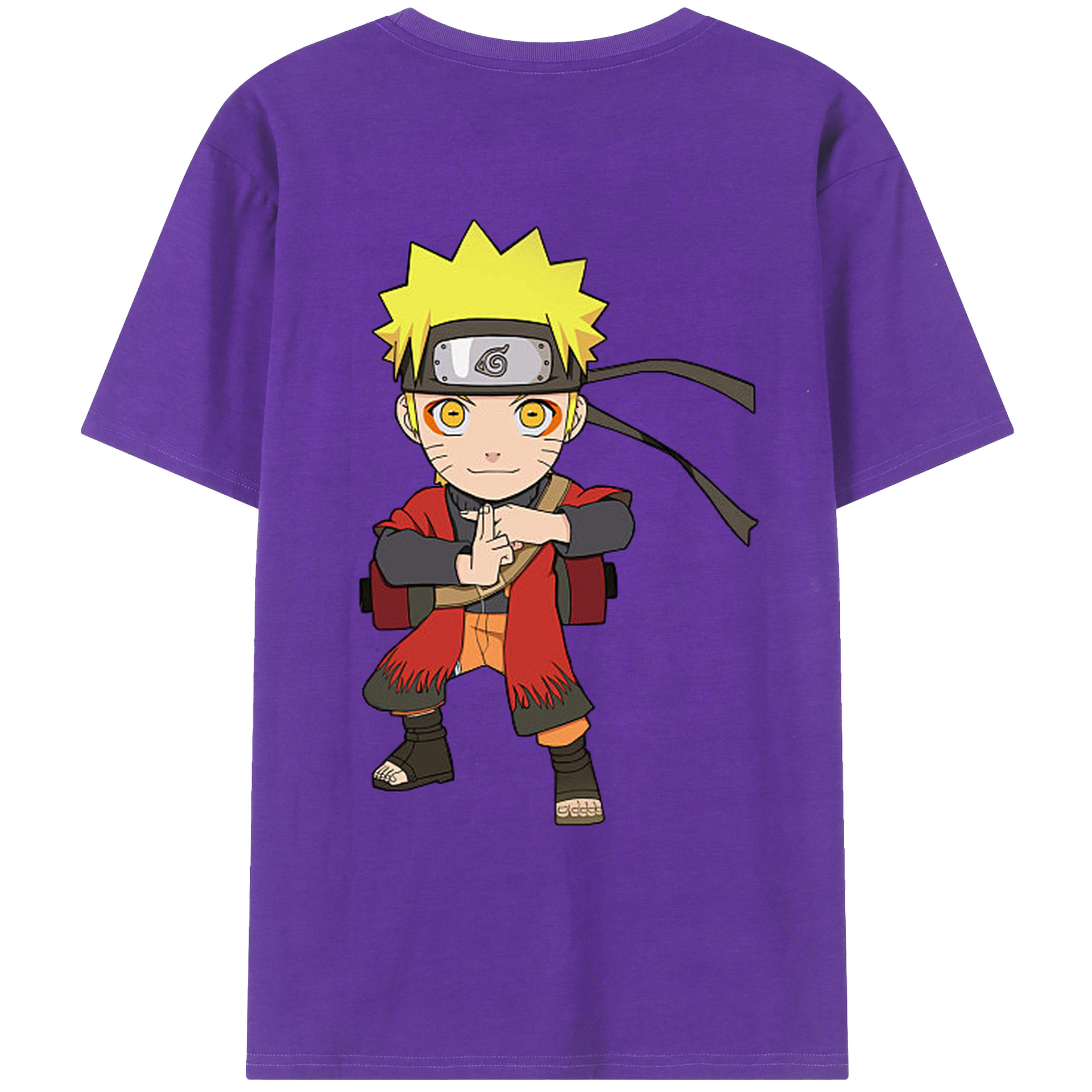 （画像用） NARUTO -ナルト- うずまき ナルト Uzumaki Naruto 綿100％ メンズ半袖Tシャツ（バックプリント） 通気性