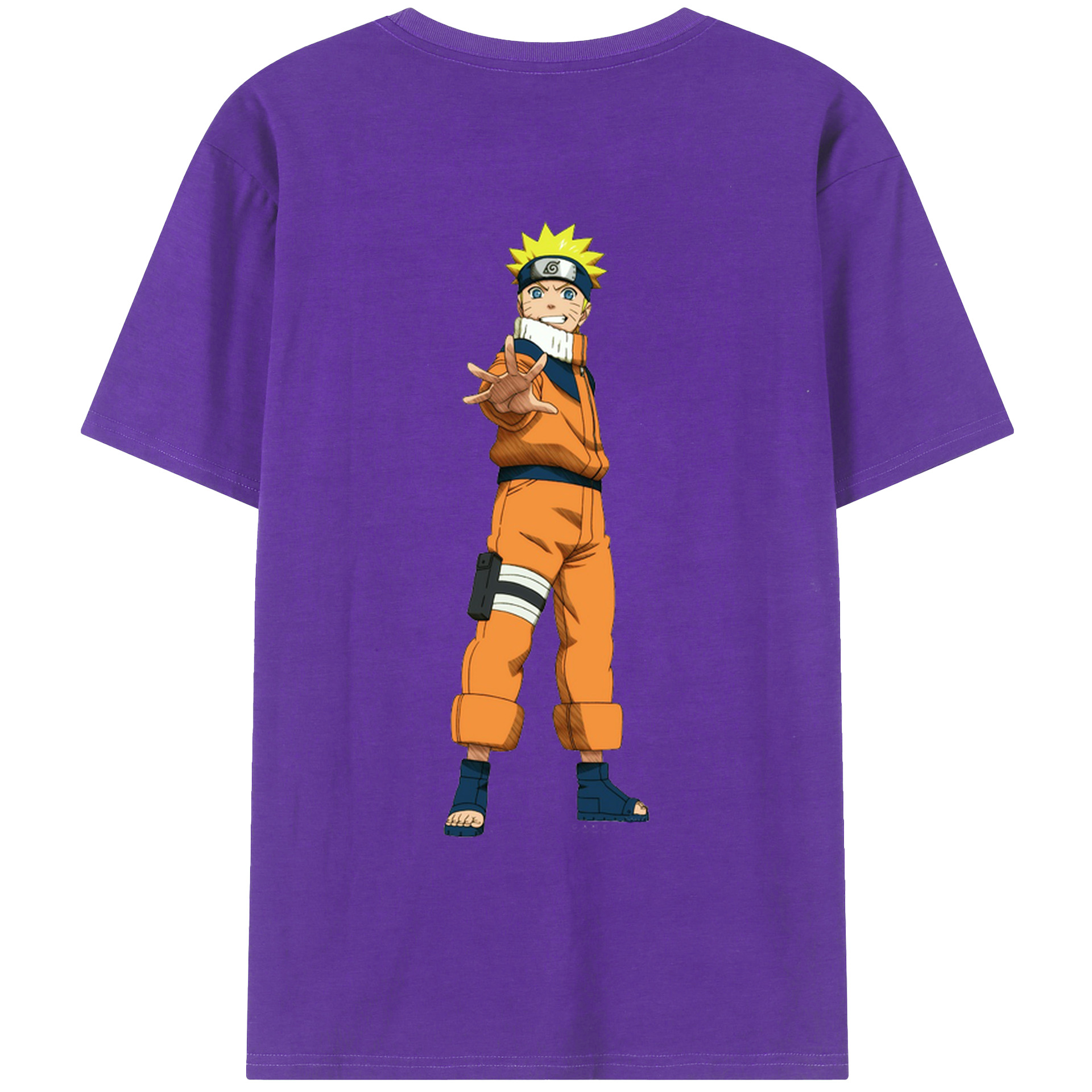 （画像用） NARUTO -ナルト- うずまき ナルト Uzumaki Naruto 綿100％ メンズ半袖Tシャツ（バックプリント） 通気性