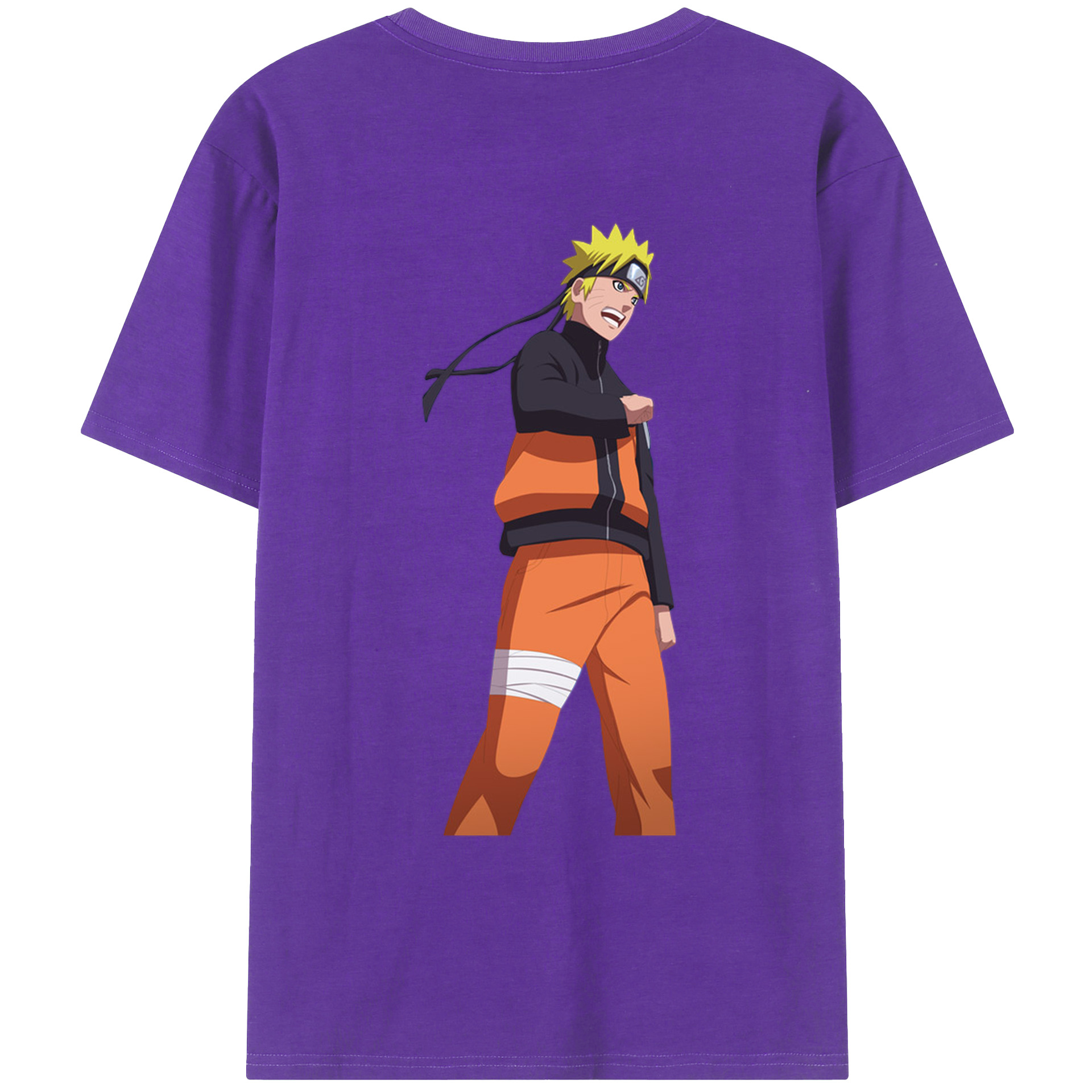 （画像用） NARUTO -ナルト- うずまき ナルト Uzumaki Naruto 綿100％ メンズ半袖Tシャツ（バックプリント） 通気性