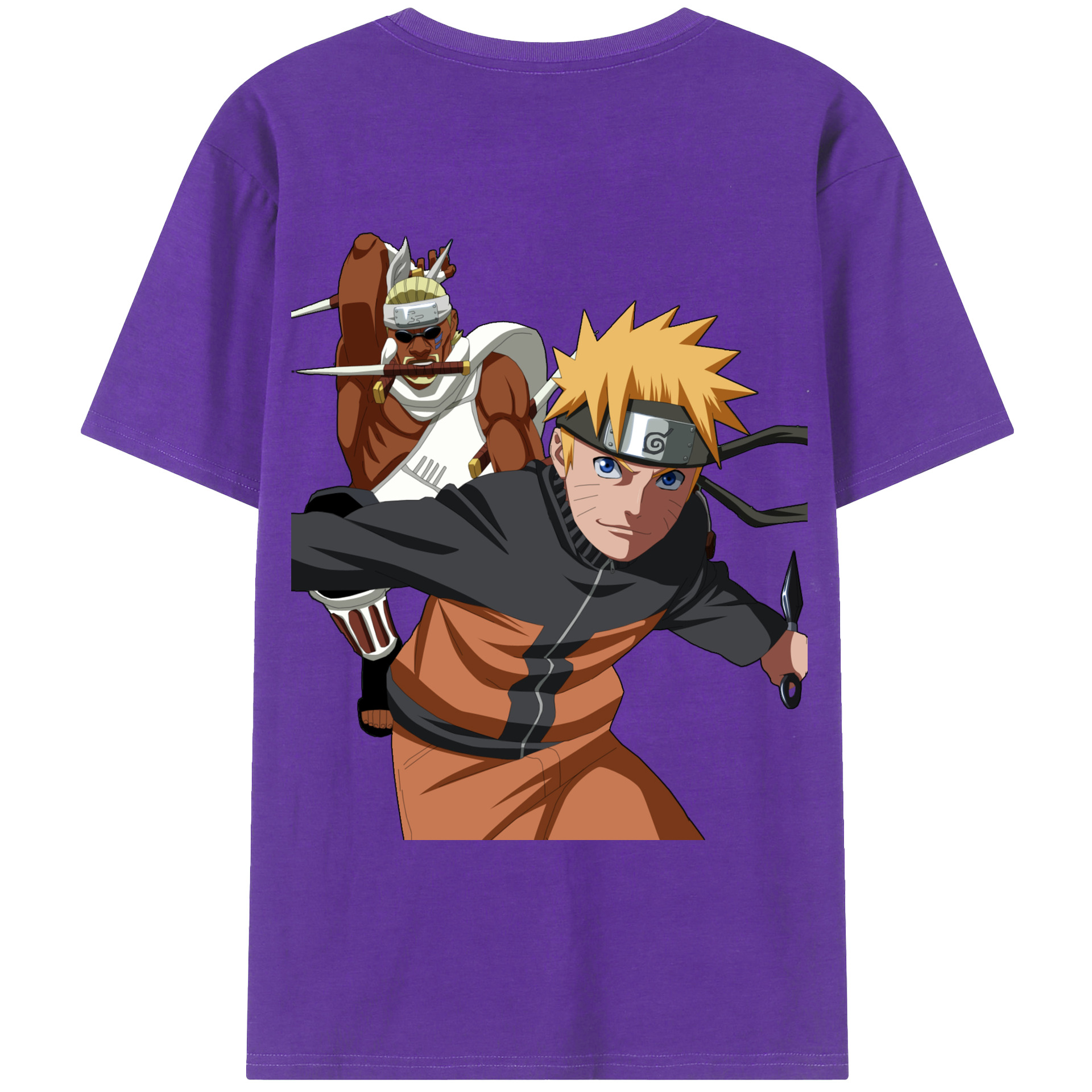 （画像用） NARUTO -ナルト- うずまき ナルト Uzumaki Naruto 綿100％ メンズ半袖Tシャツ（バックプリント） 通気性