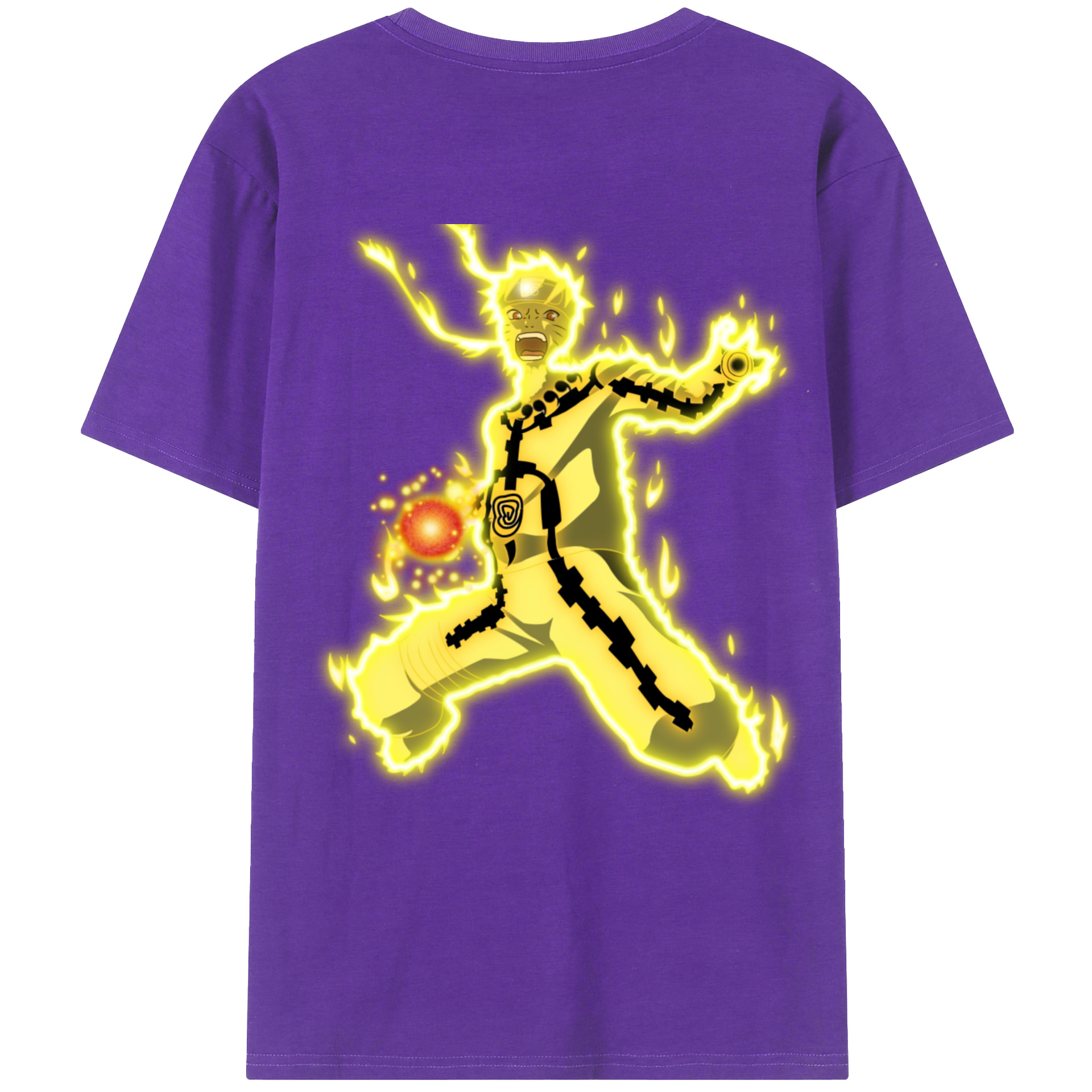 （画像用） NARUTO -ナルト- うずまき ナルト Uzumaki Naruto 綿100％ メンズ半袖Tシャツ（バックプリント） 通気性