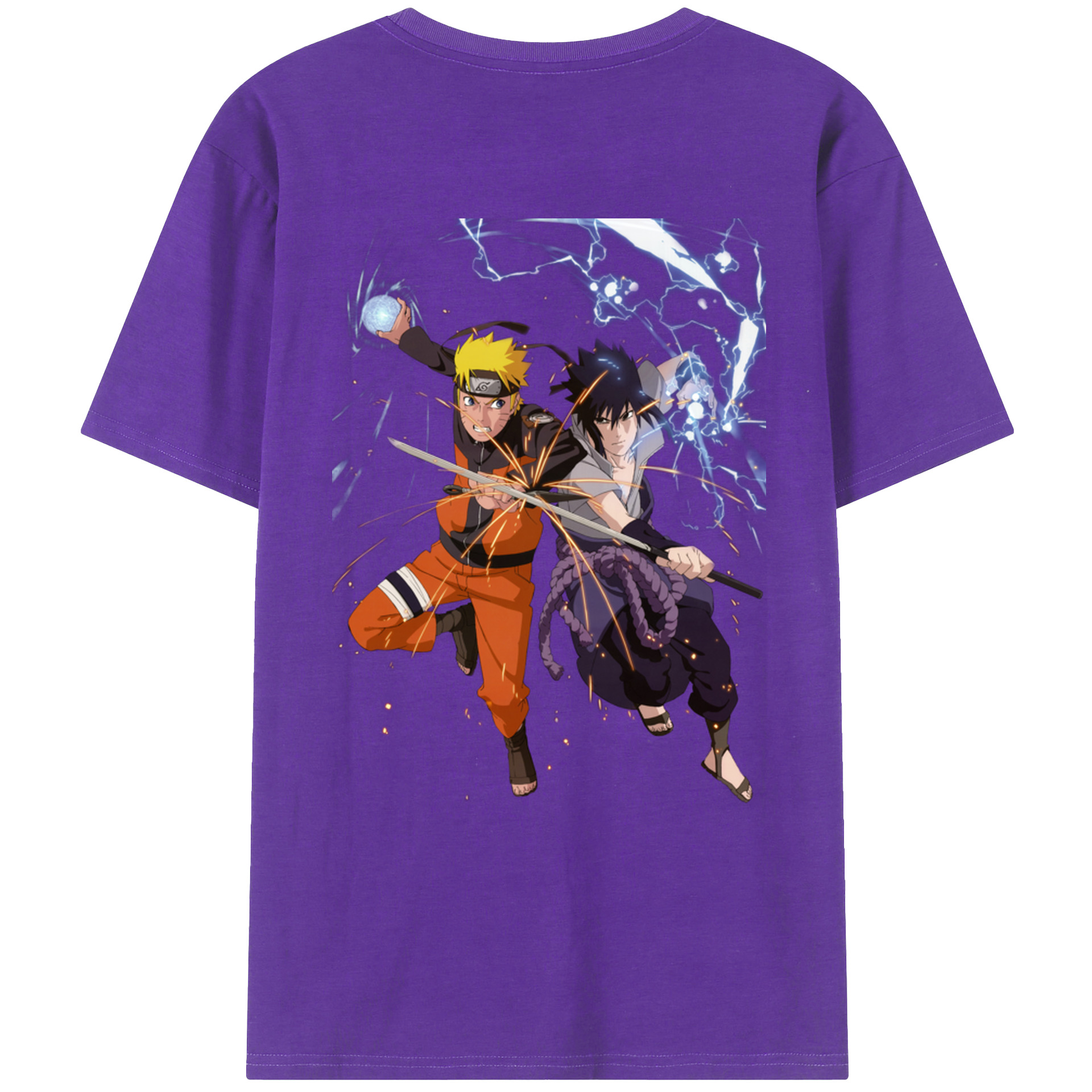 （画像用） NARUTO -ナルト- うずまき ナルト Uzumaki Naruto 綿100％ メンズ半袖Tシャツ（バックプリント） 通気性