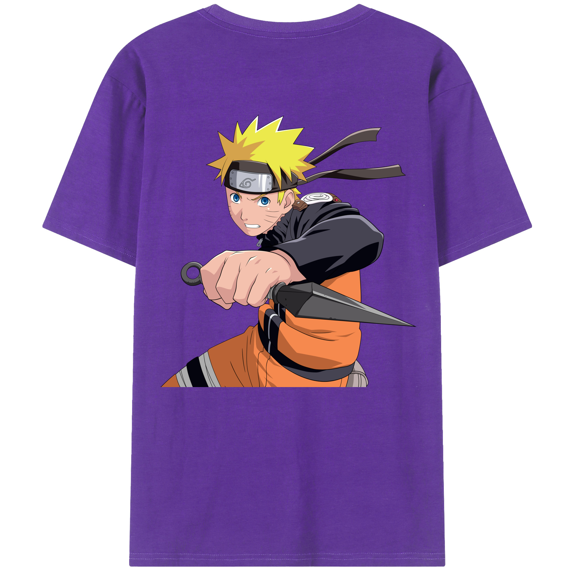 （画像用） NARUTO -ナルト- うずまき ナルト Uzumaki Naruto 綿100％ メンズ半袖Tシャツ（バックプリント） 通気性
