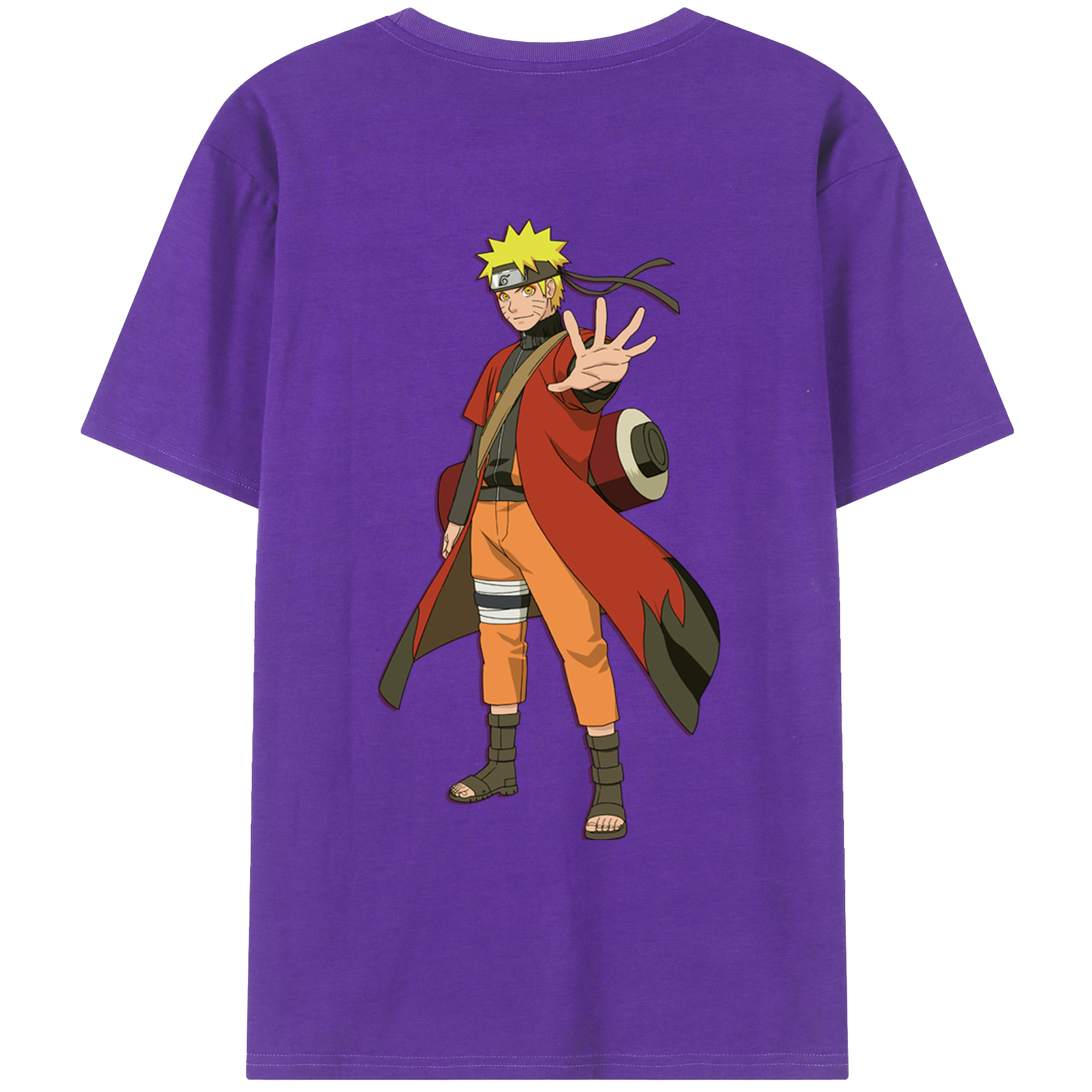 （画像用） NARUTO -ナルト- うずまき ナルト Uzumaki Naruto 綿100％ メンズ半袖Tシャツ（バックプリント） 通気性