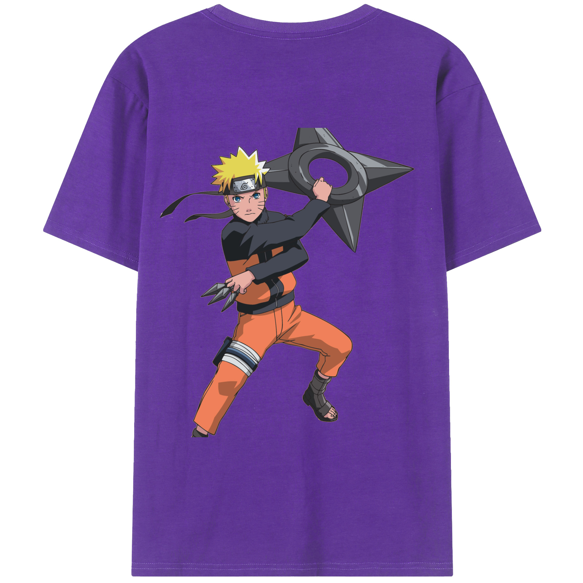 （画像用） NARUTO -ナルト- うずまき ナルト Uzumaki Naruto 綿100％ メンズ半袖Tシャツ（バックプリント） 通気性