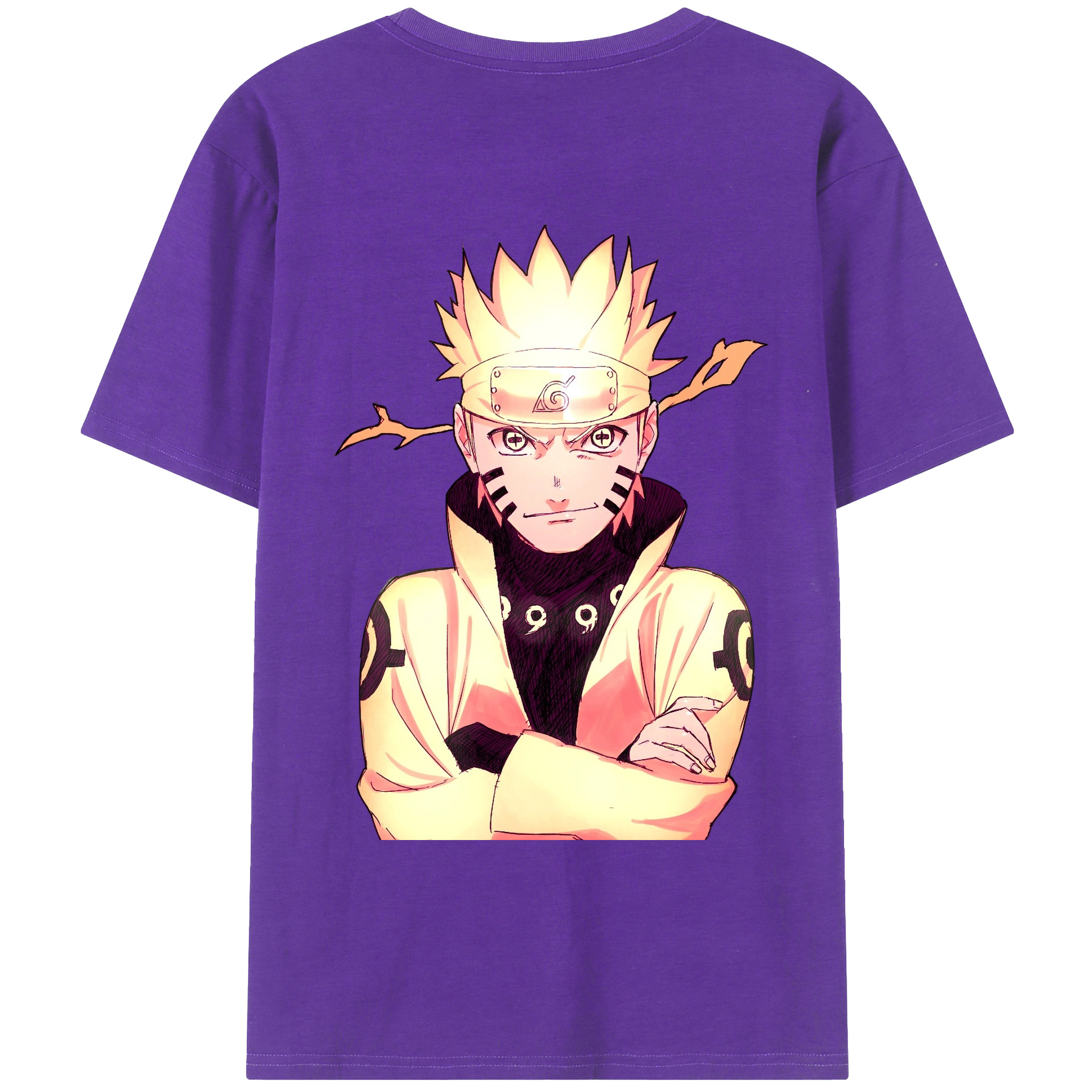 （画像用） NARUTO -ナルト- うずまき ナルト Uzumaki Naruto 綿100％ メンズ半袖Tシャツ（バックプリント） 通気性