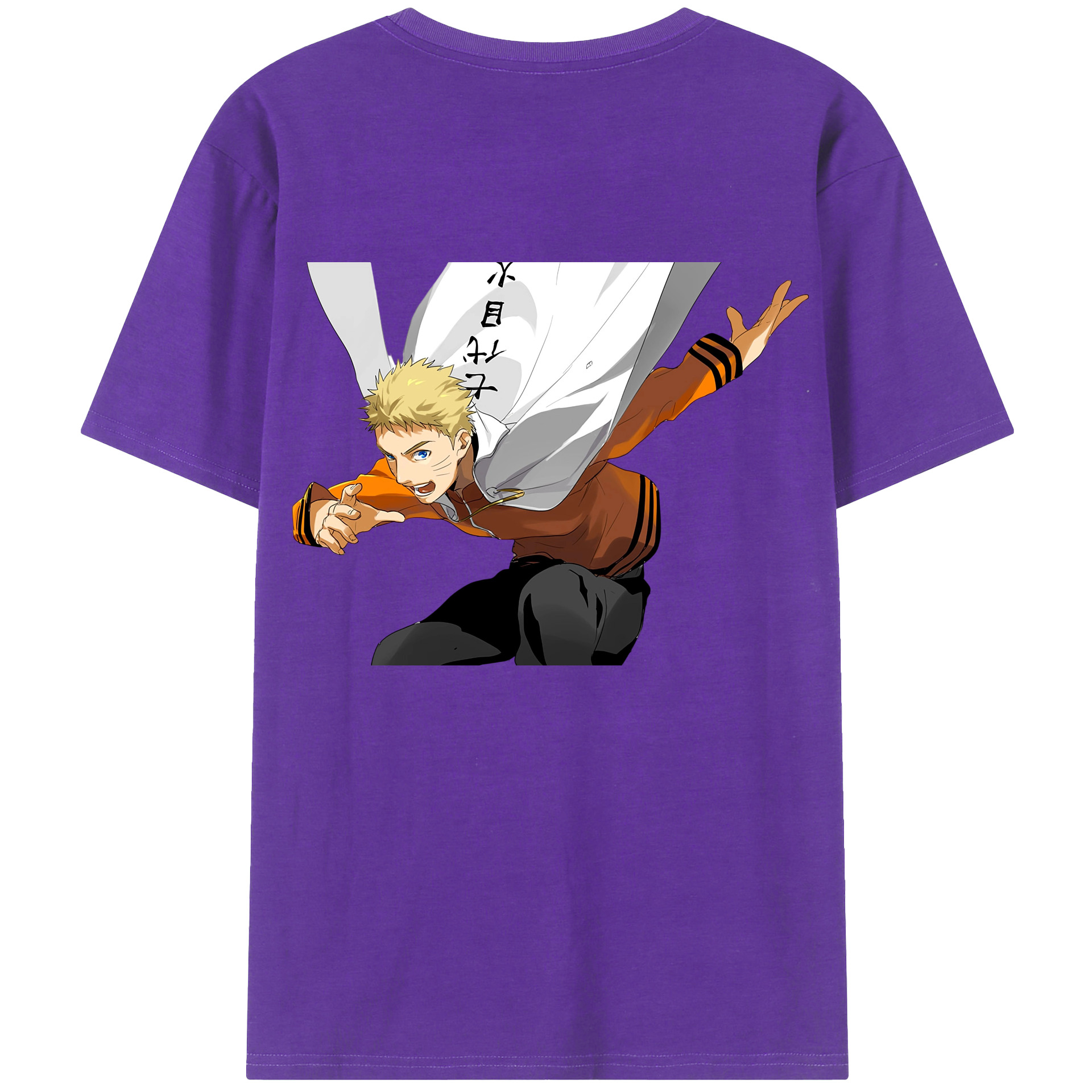 （画像用） NARUTO -ナルト- うずまき ナルト Uzumaki Naruto 綿100％ メンズ半袖Tシャツ（バックプリント） 通気性