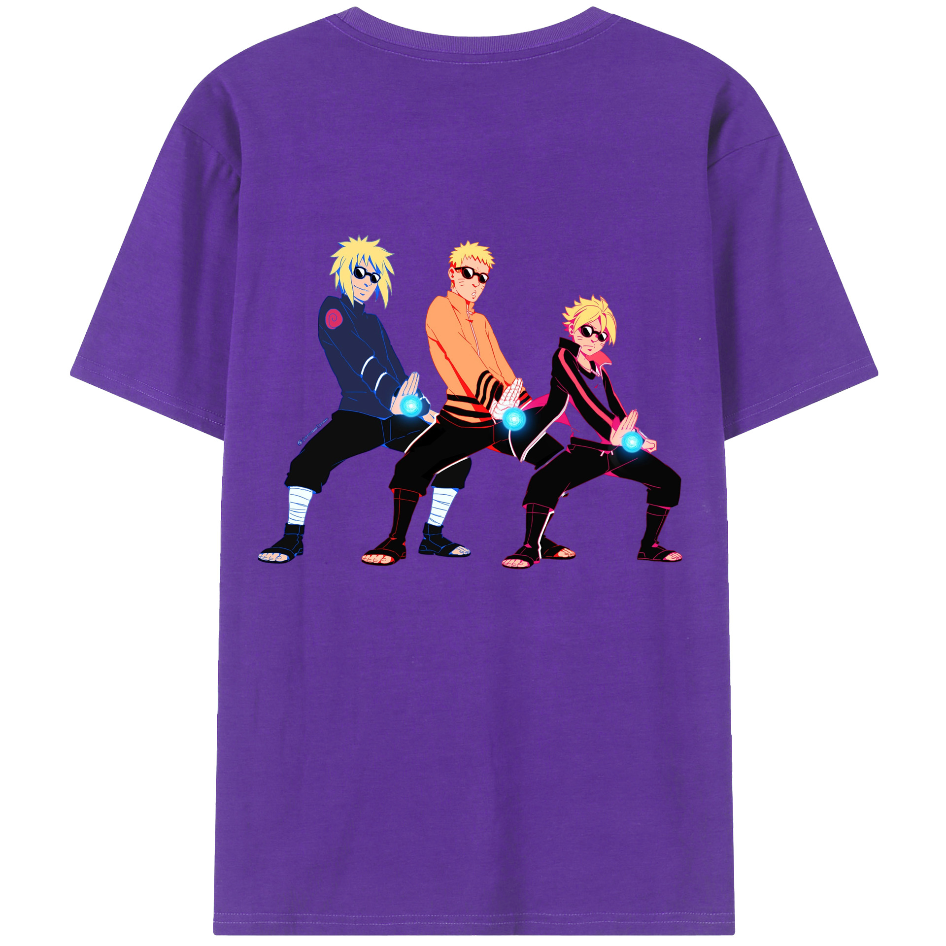（画像用） NARUTO -ナルト- うずまき ナルト Uzumaki Naruto 綿100％ メンズ半袖Tシャツ（バックプリント） 通気性